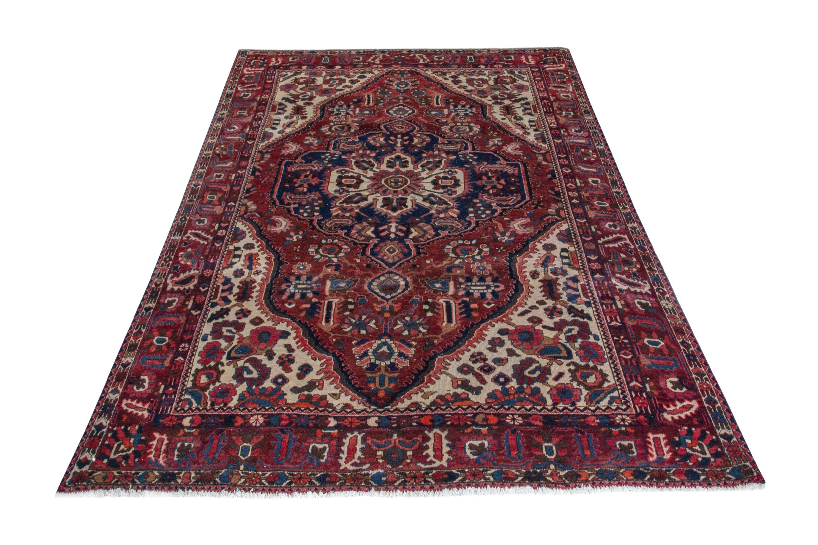 Persian Bakhtiari area rug in deep red and burgundy, view 2 of 19