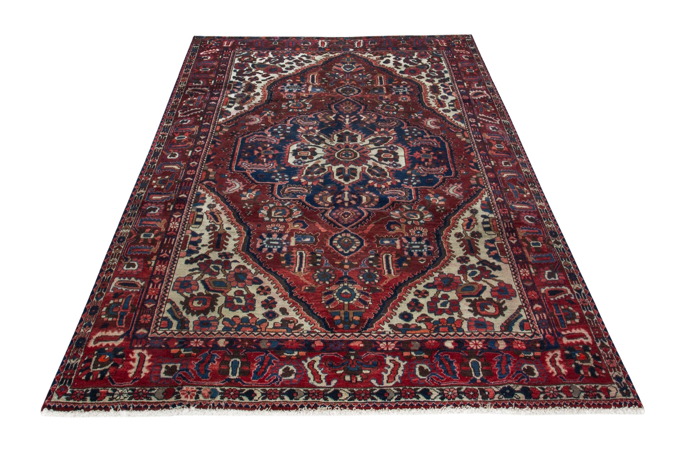 Persian Bakhtiari area rug in deep red and burgundy, view 3 of 19