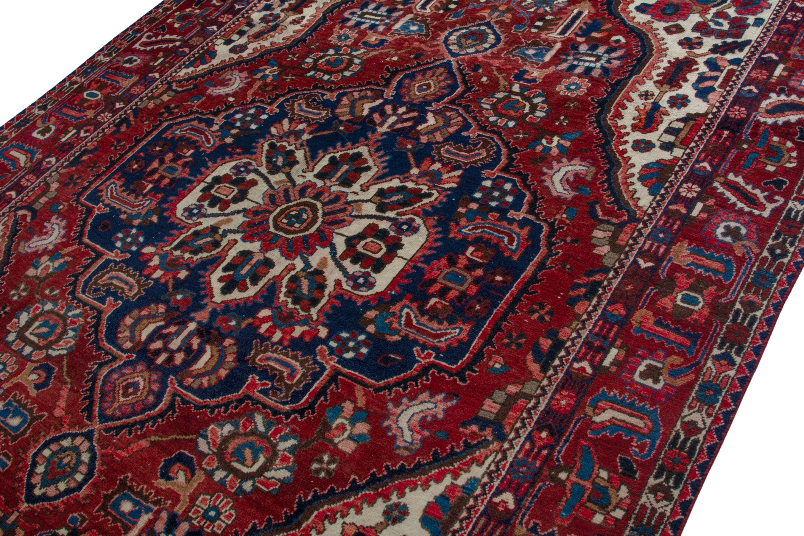 Persian Bakhtiari area rug in deep red and burgundy, view 4 of 19