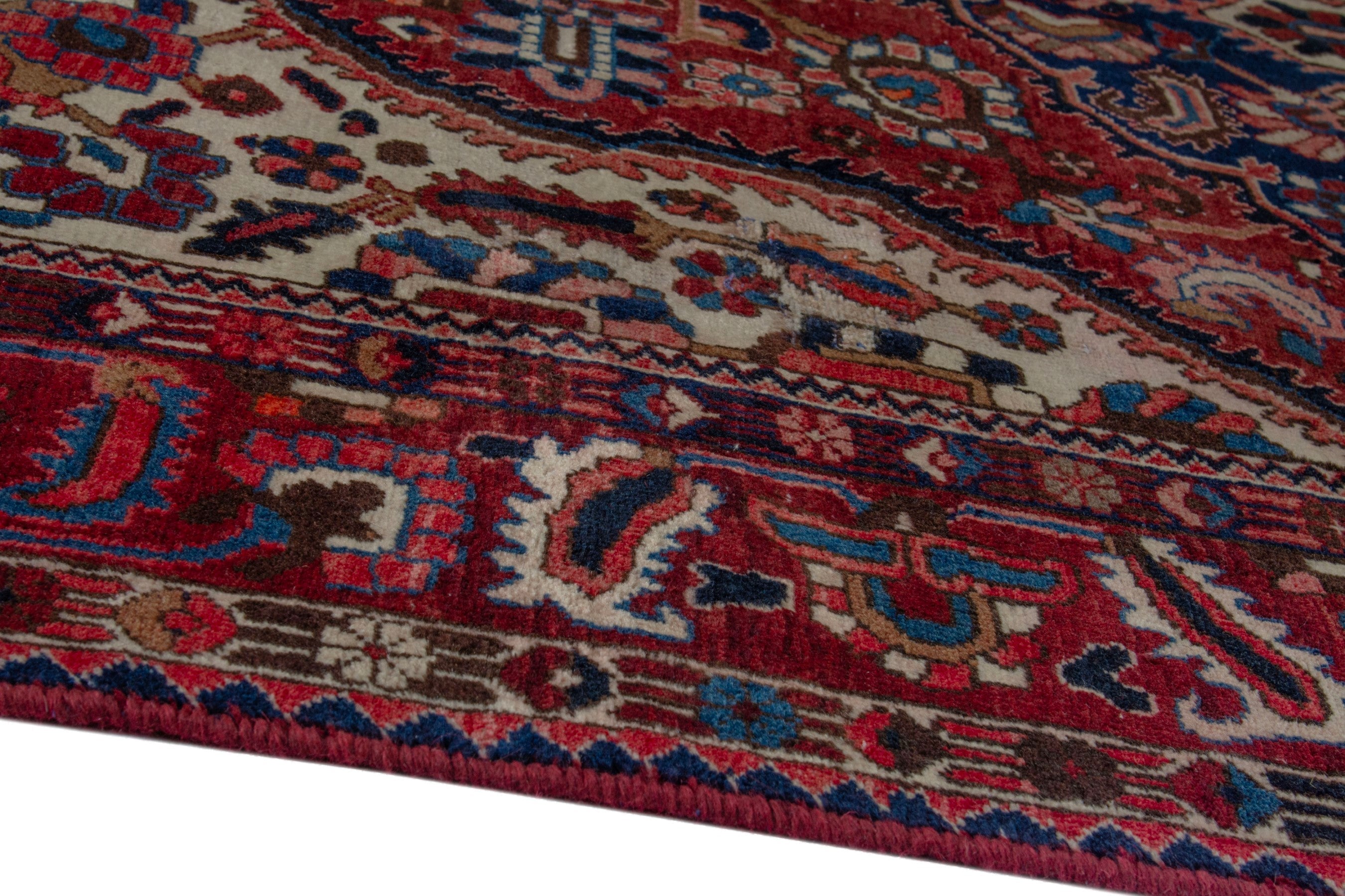 Persian Bakhtiari area rug in deep red and burgundy, view 7 of 19
