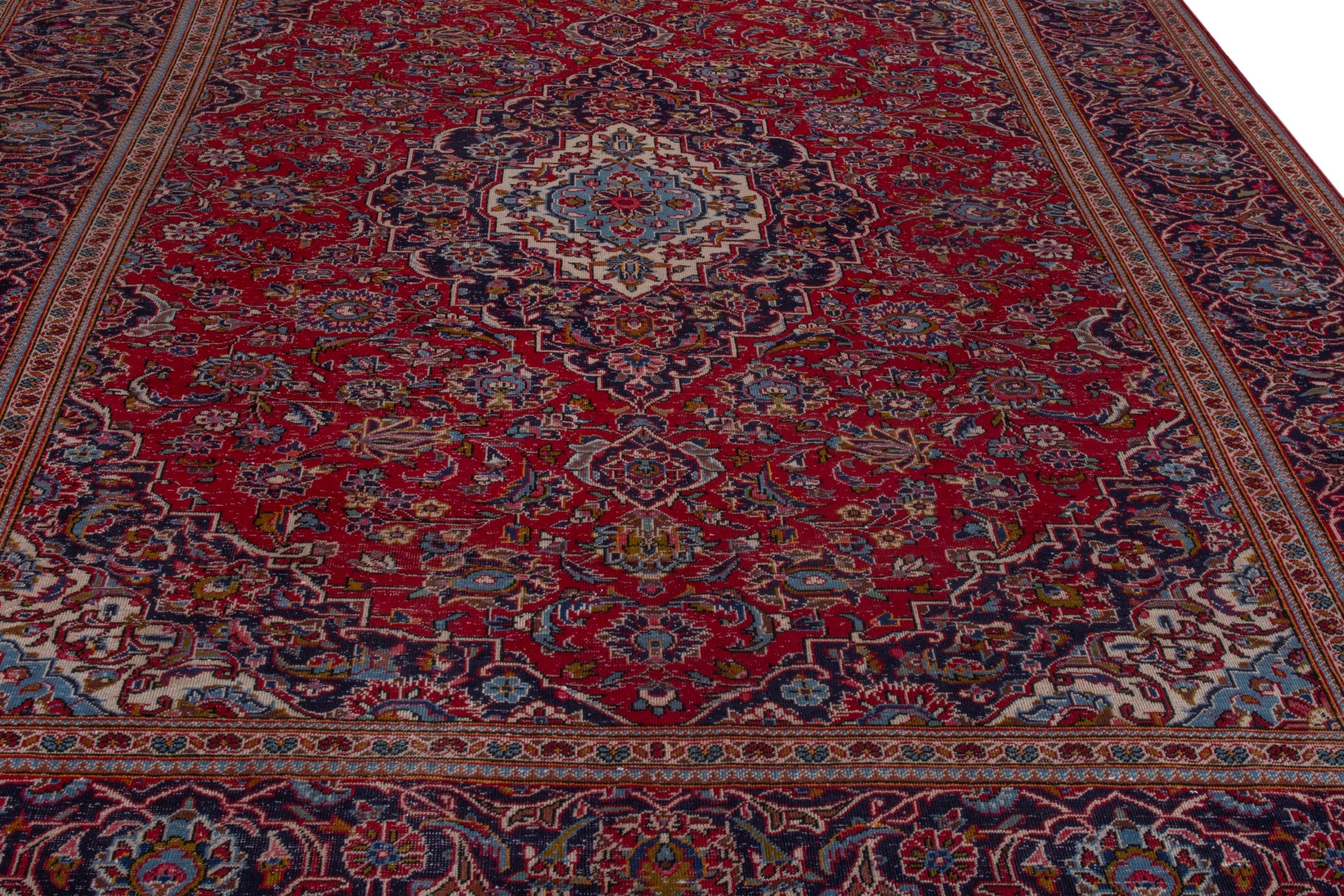 Persian Kashan oversized rug in burgundy and dark brown, view 9 of 25