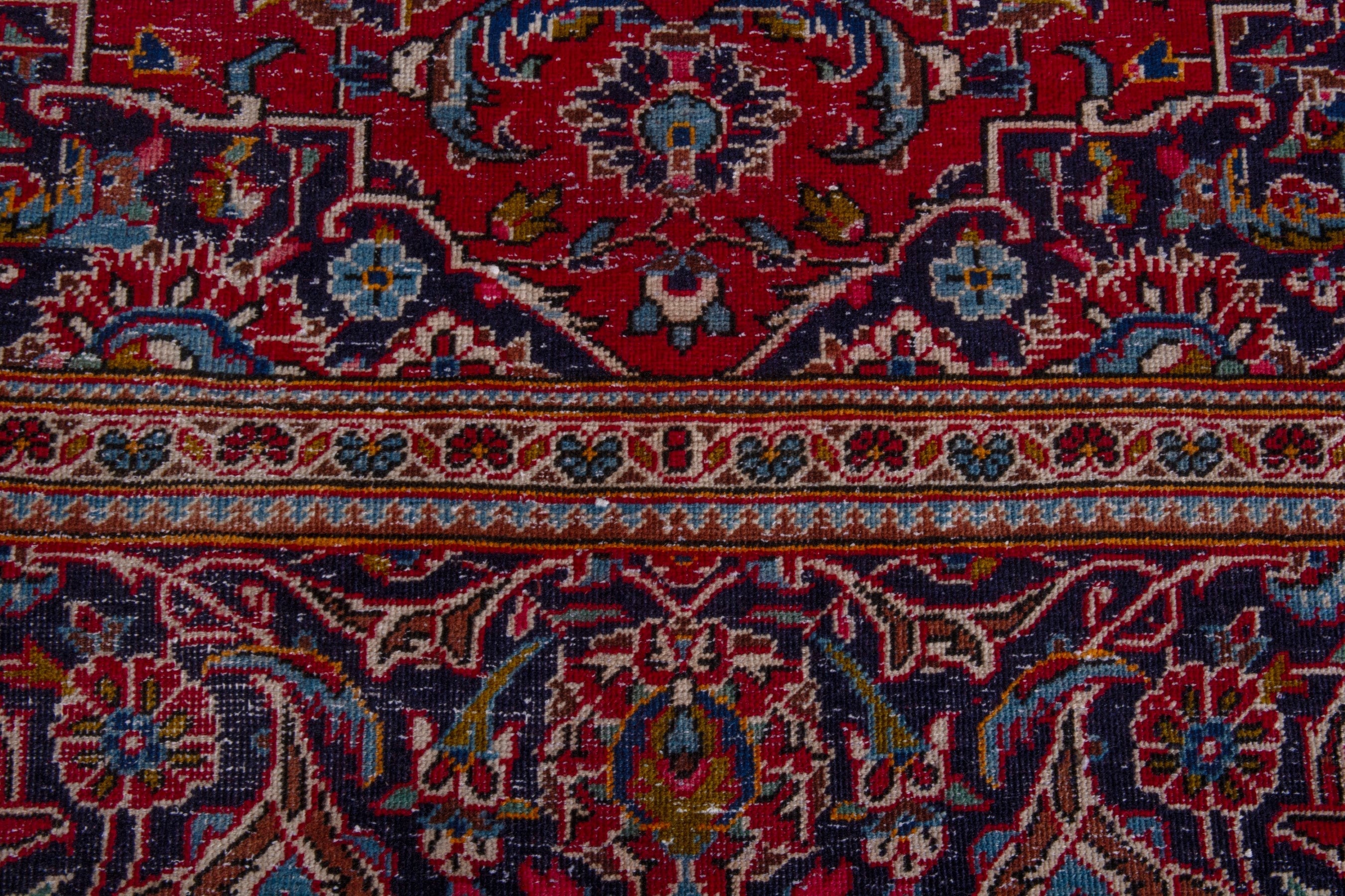 Persian Kashan oversized rug in burgundy and dark brown, view 11 of 25