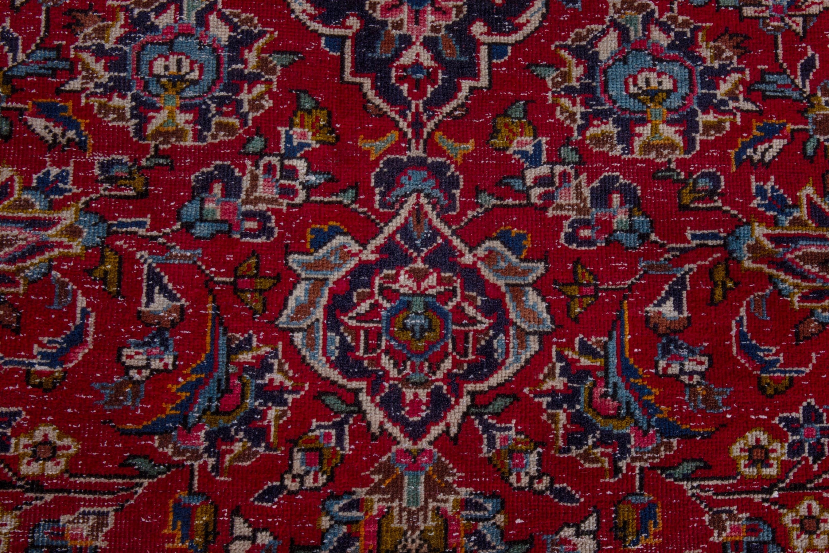 Persian Kashan oversized rug in burgundy and dark brown, view 12 of 25