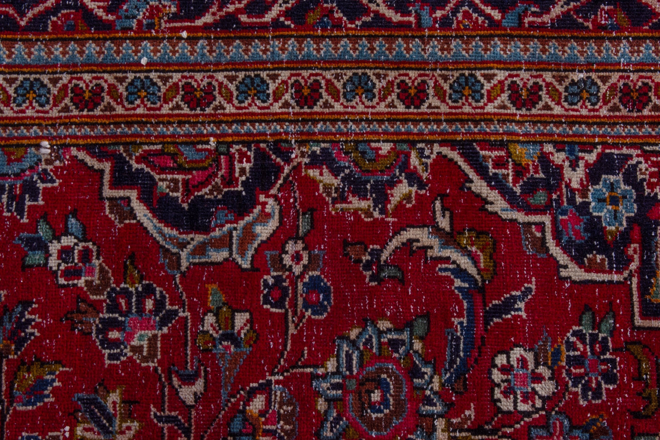 Persian Kashan oversized rug in burgundy and dark brown, view 13 of 25