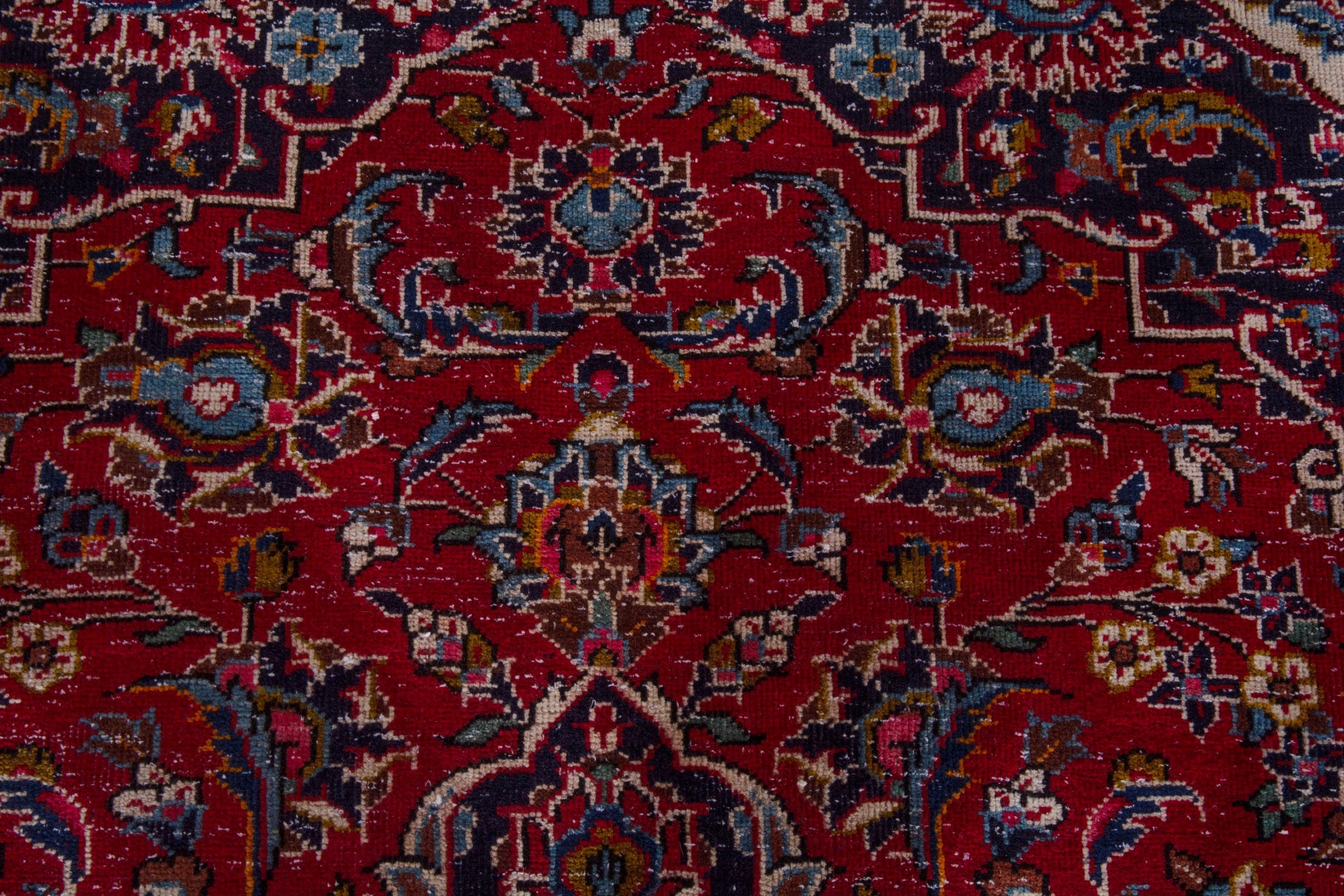 Persian Kashan oversized rug in burgundy and dark brown, view 15 of 25