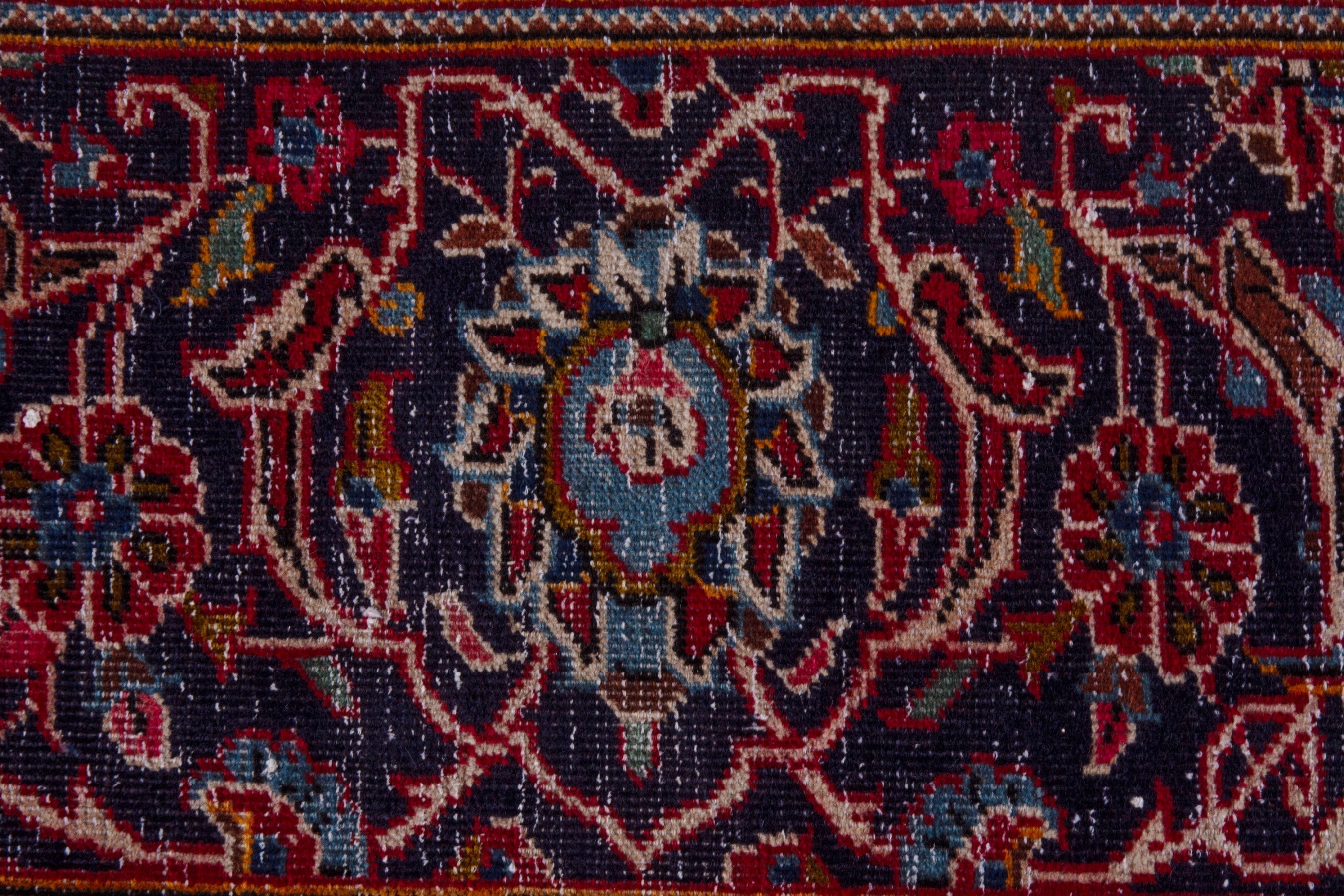 Persian Kashan oversized rug in burgundy and dark brown, view 17 of 25