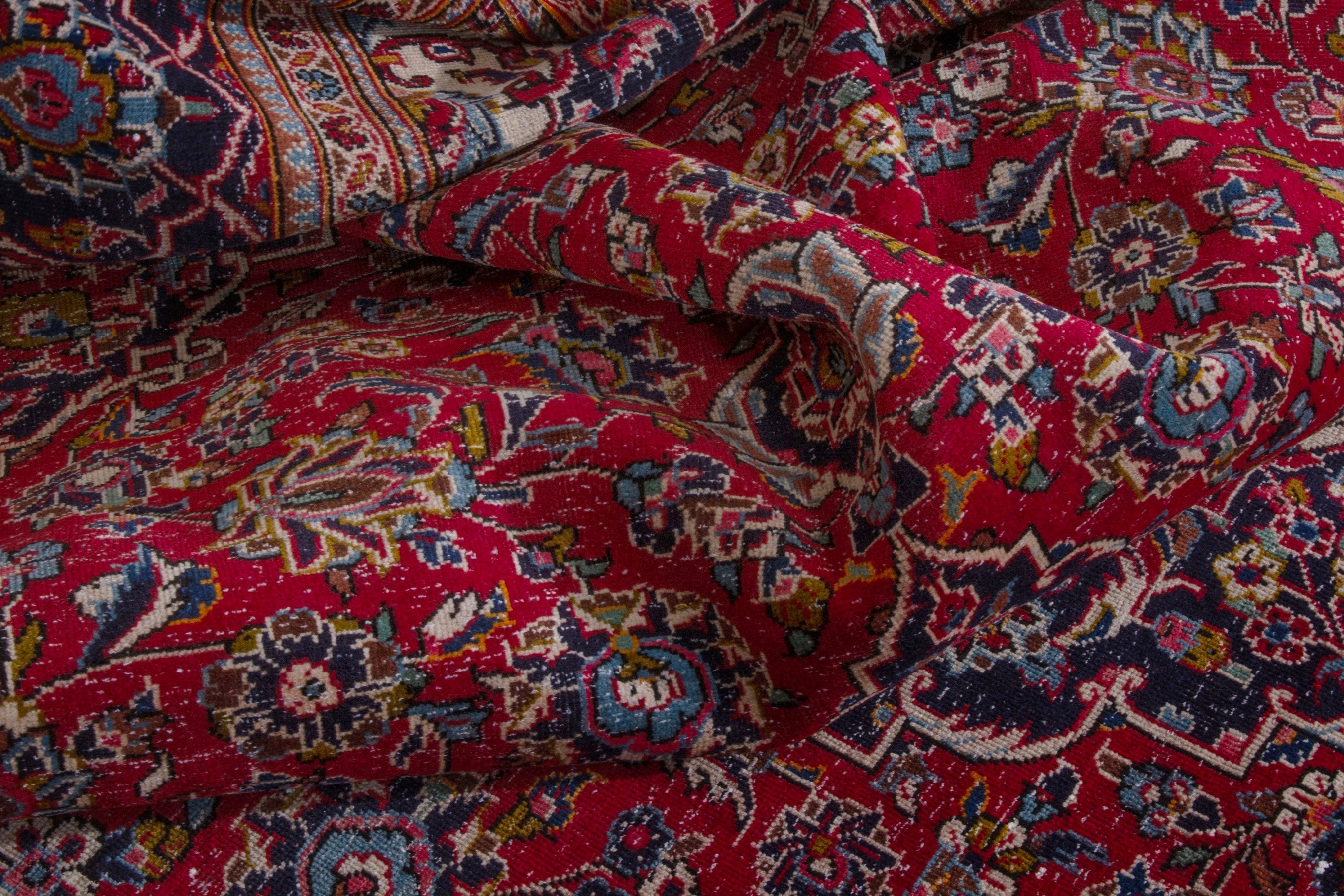 Persian Kashan oversized rug in burgundy and dark brown, view 20 of 25