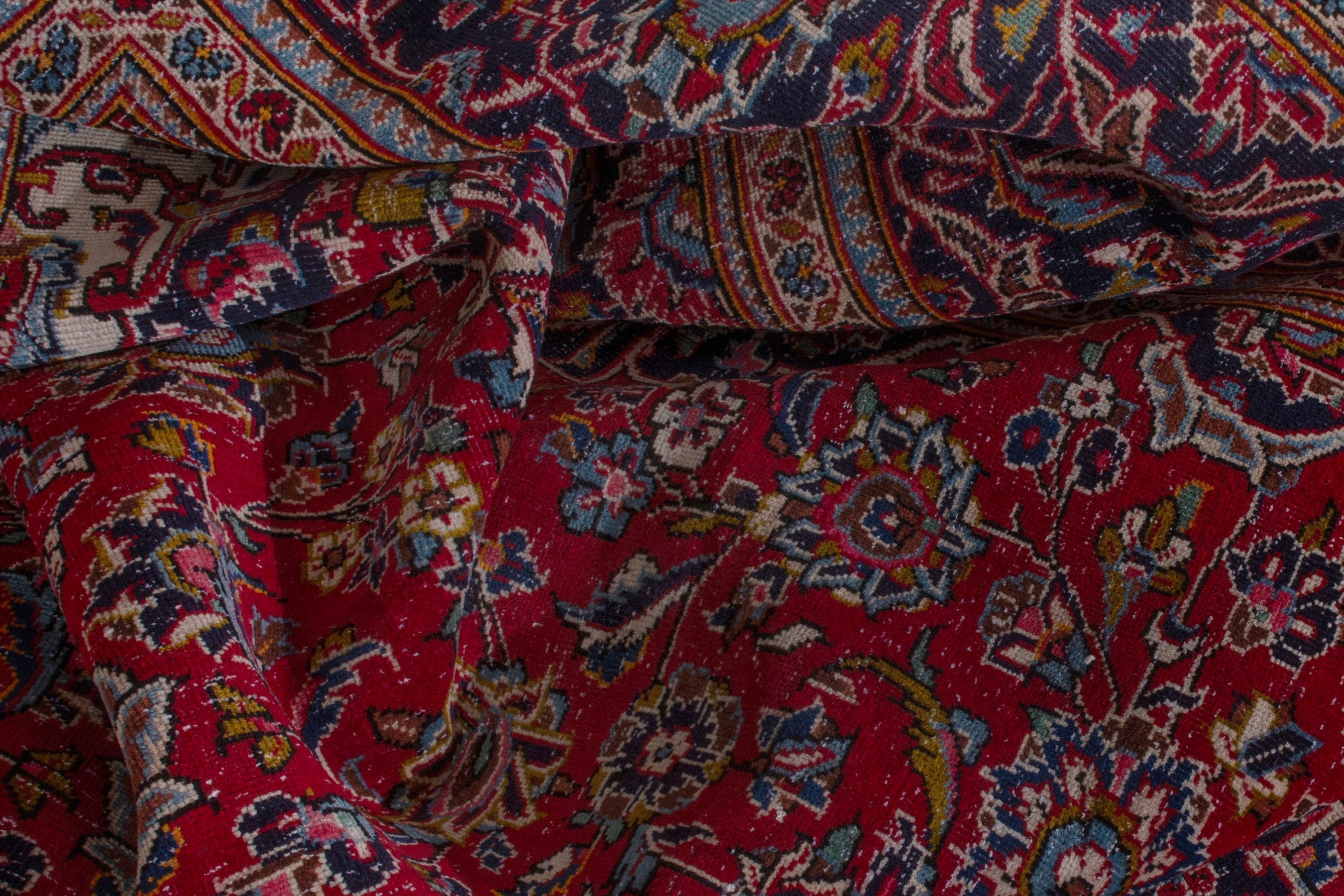 Persian Kashan oversized rug in burgundy and dark brown, view 22 of 25