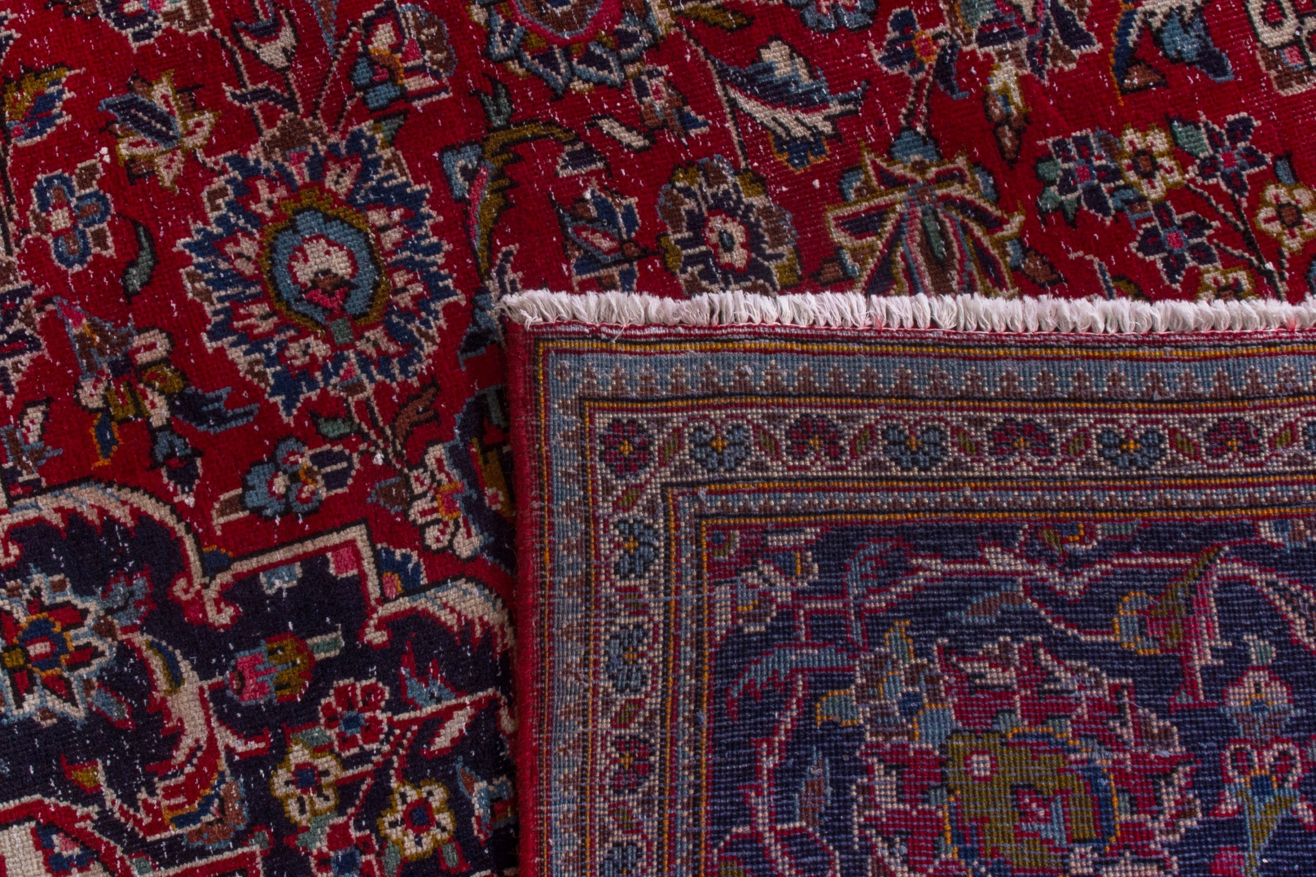 Persian Kashan oversized rug in burgundy and dark brown, view 25 of 25