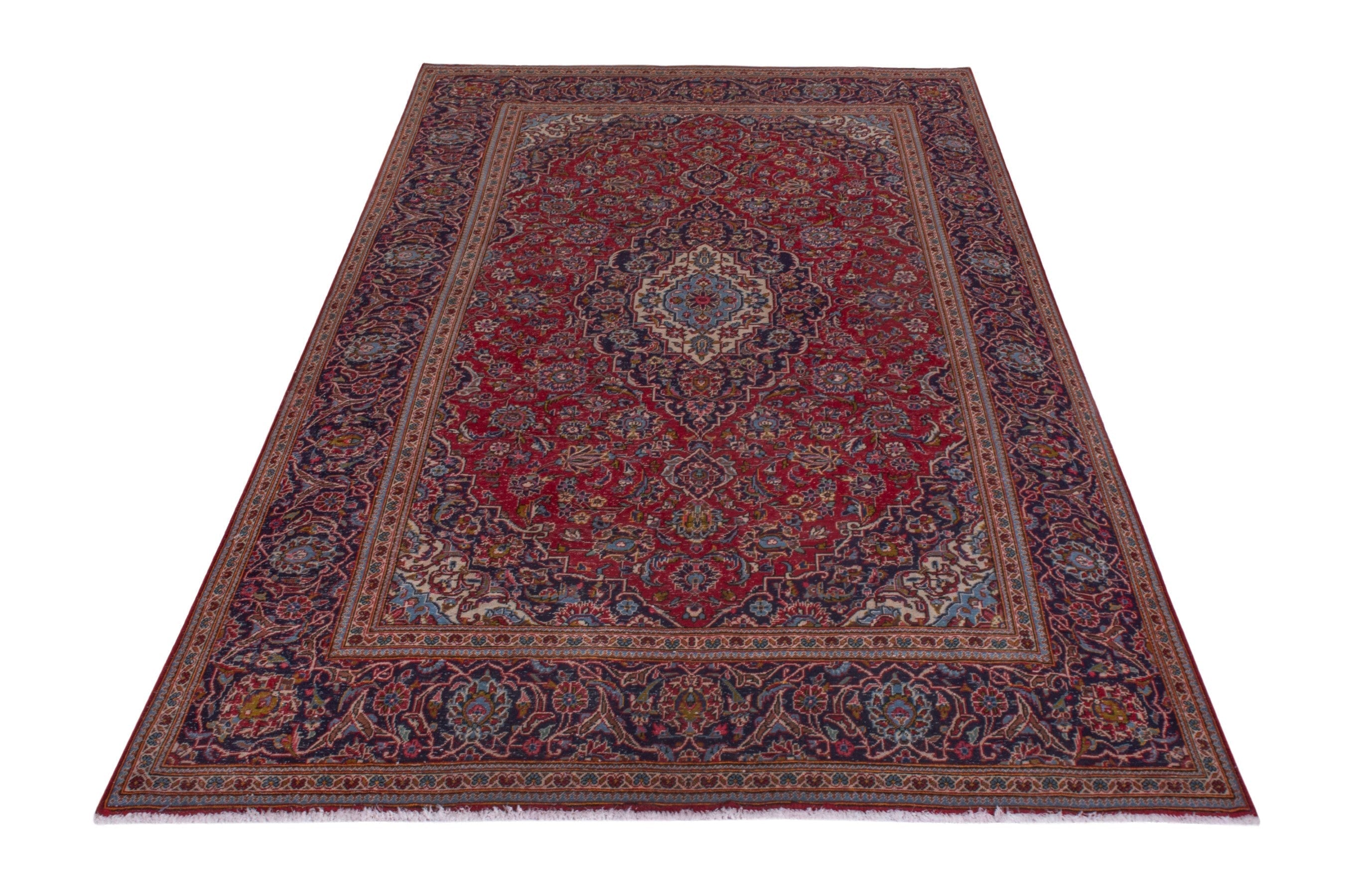 Persian Kashan oversized rug in burgundy and dark brown, view 3 of 25