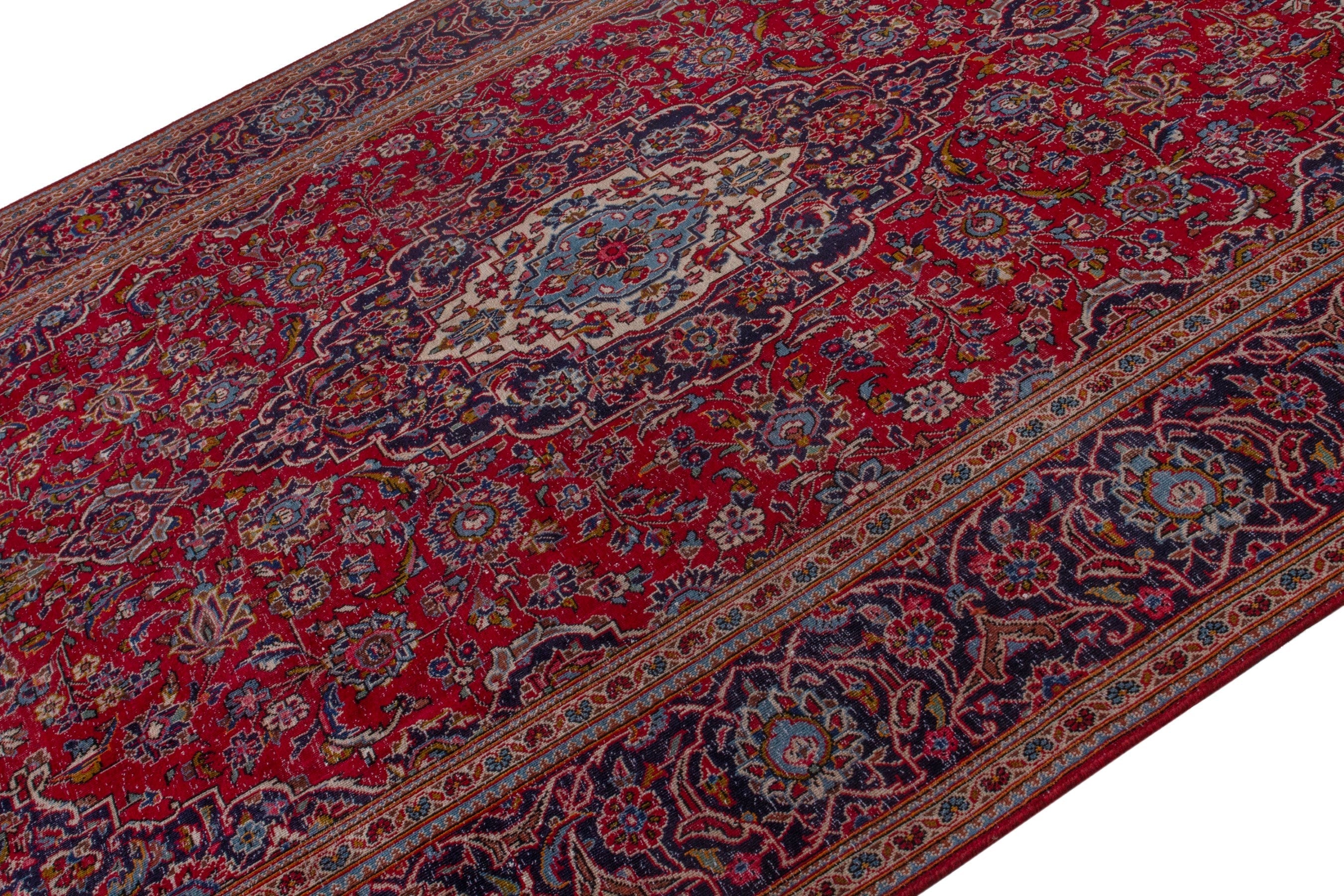 Persian Kashan oversized rug in burgundy and dark brown, view 4 of 25