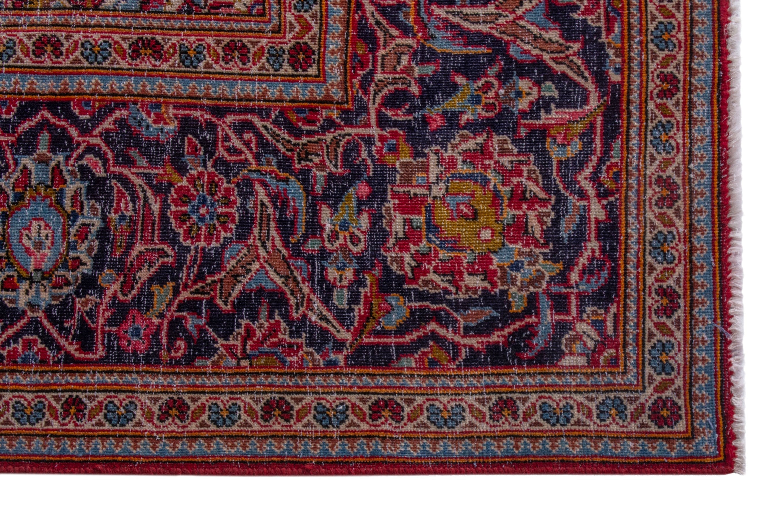 Persian Kashan oversized rug in burgundy and dark brown, view 10 of 25