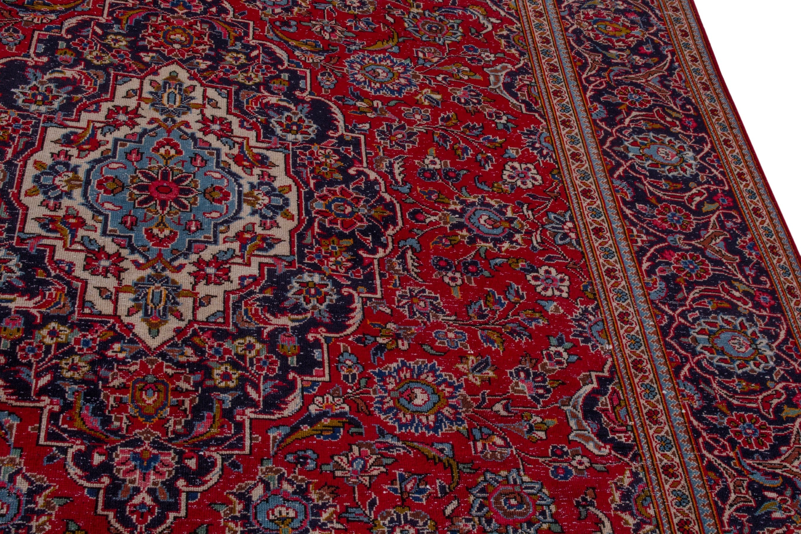 Persian Kashan oversized rug in burgundy and dark brown, view 6 of 25