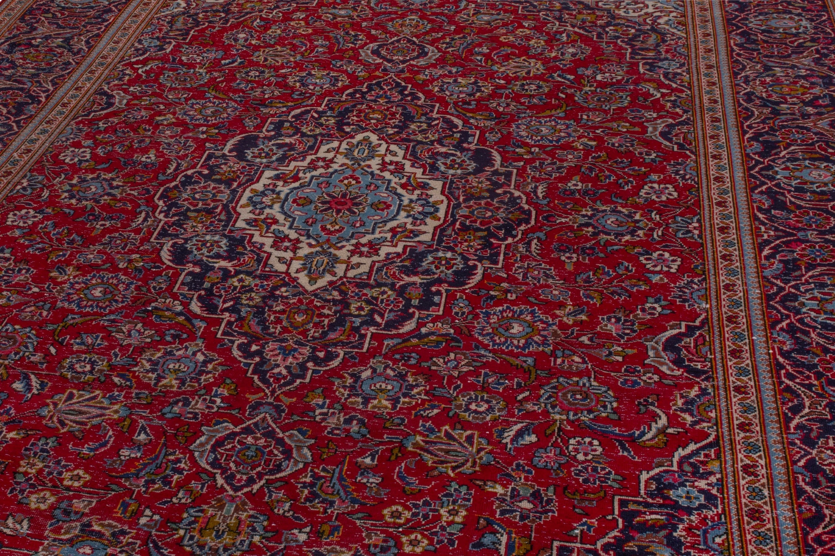 Persian Kashan oversized rug in burgundy and dark brown, view 8 of 25