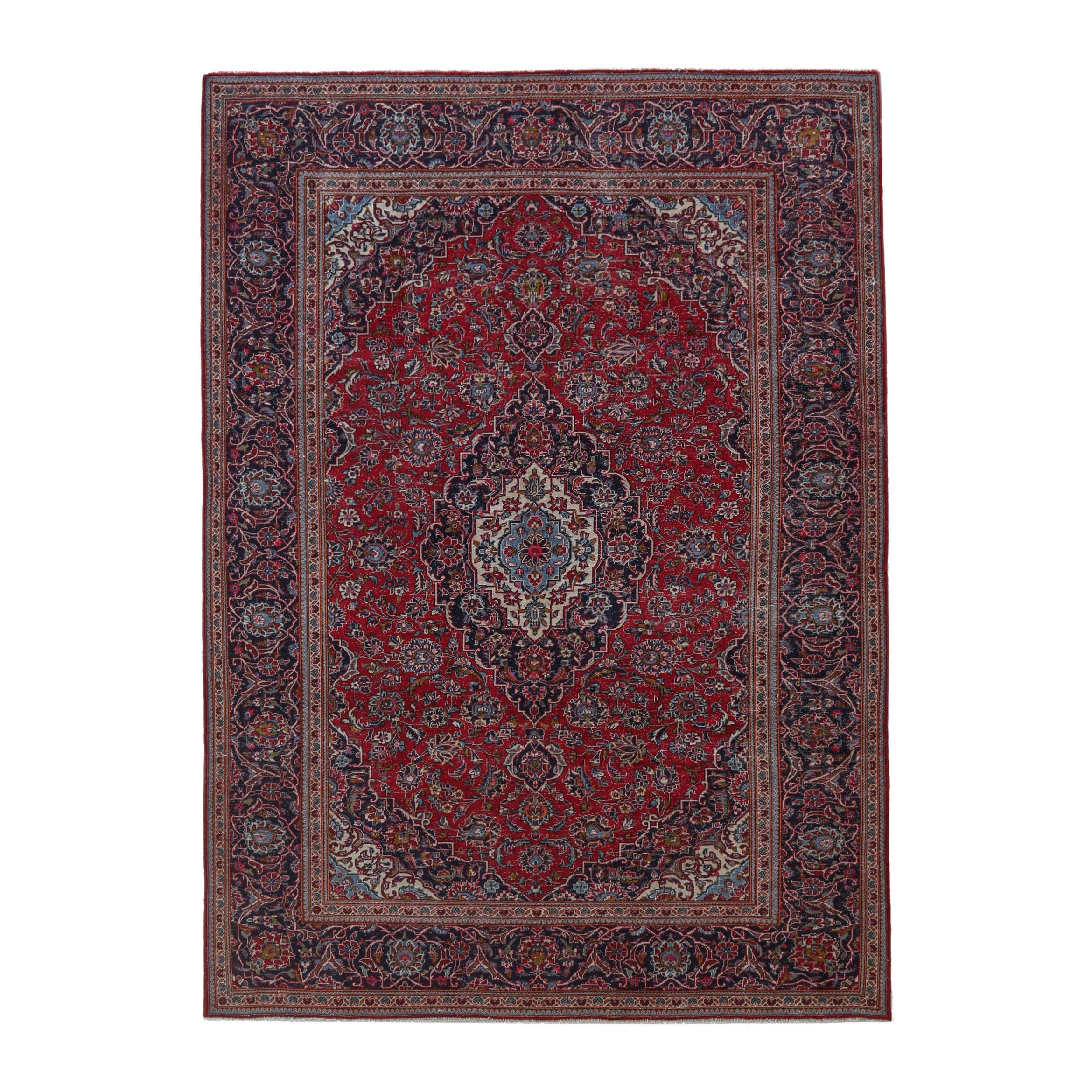 Persian Kashan oversized rug in burgundy and dark brown, 8'1" x 11'4"