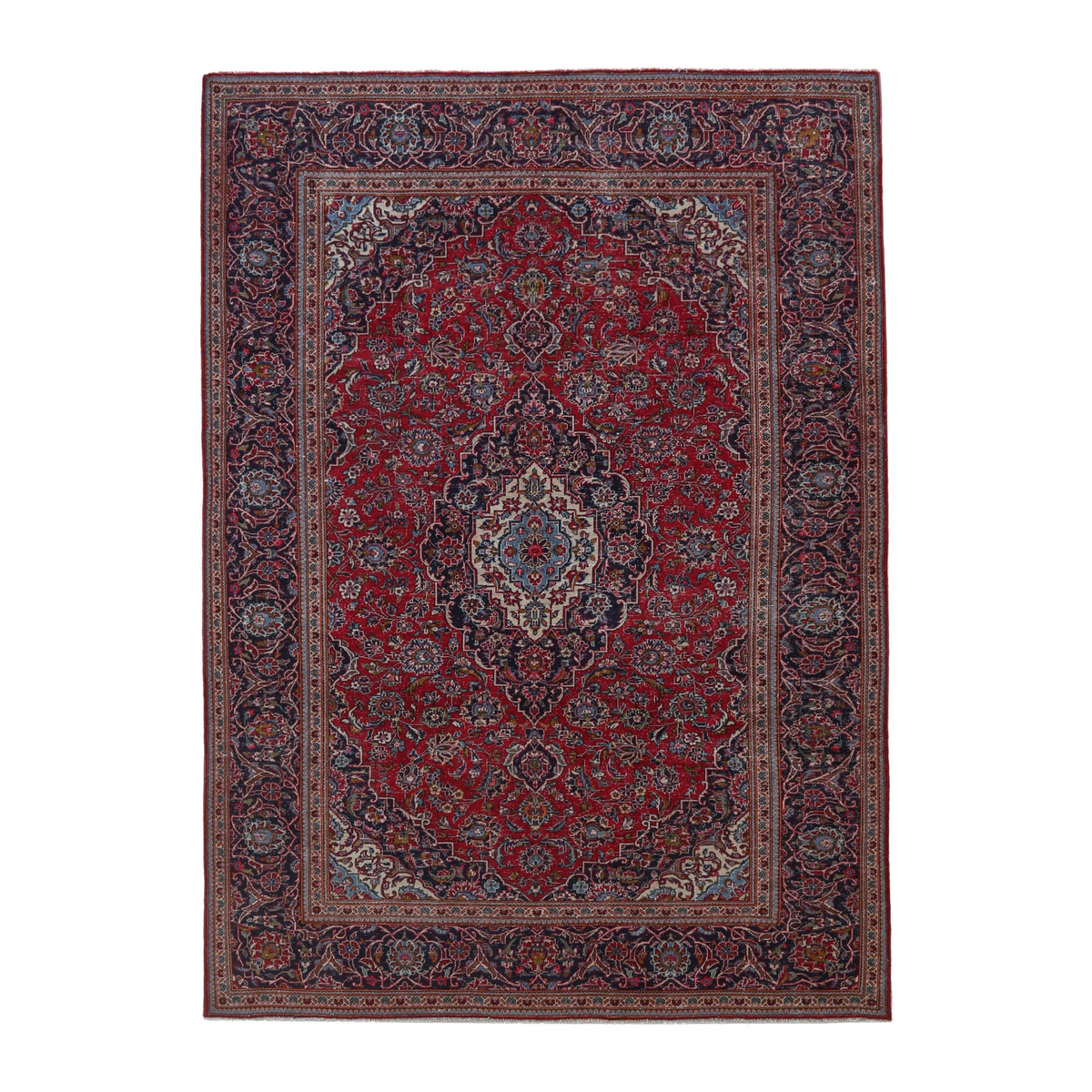 Persian Kashan oversized rug in burgundy and dark brown, 8'1" x 11'4"