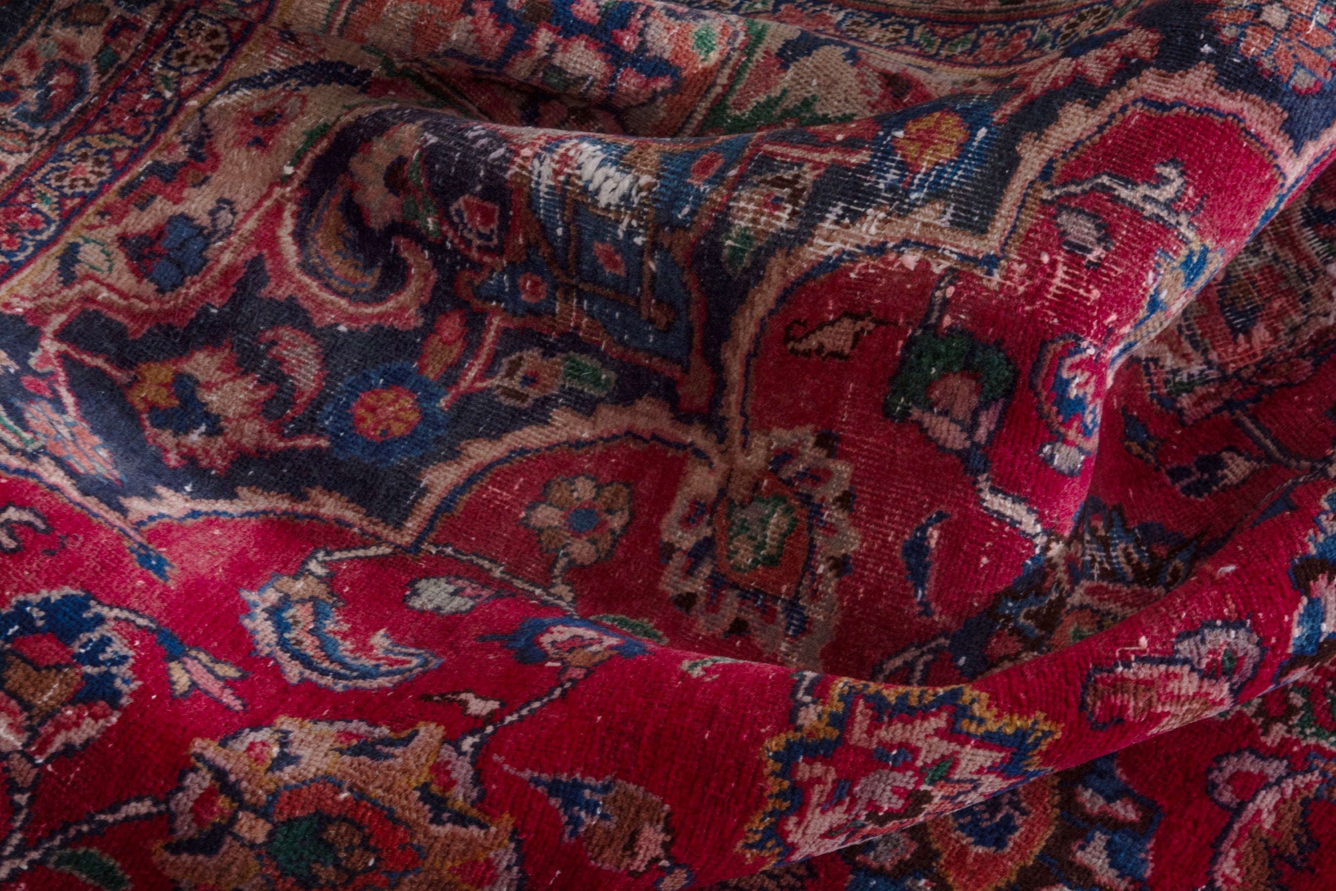 Persian Sabzevar oversized rug in deep red and burgundy, view 18 of 22