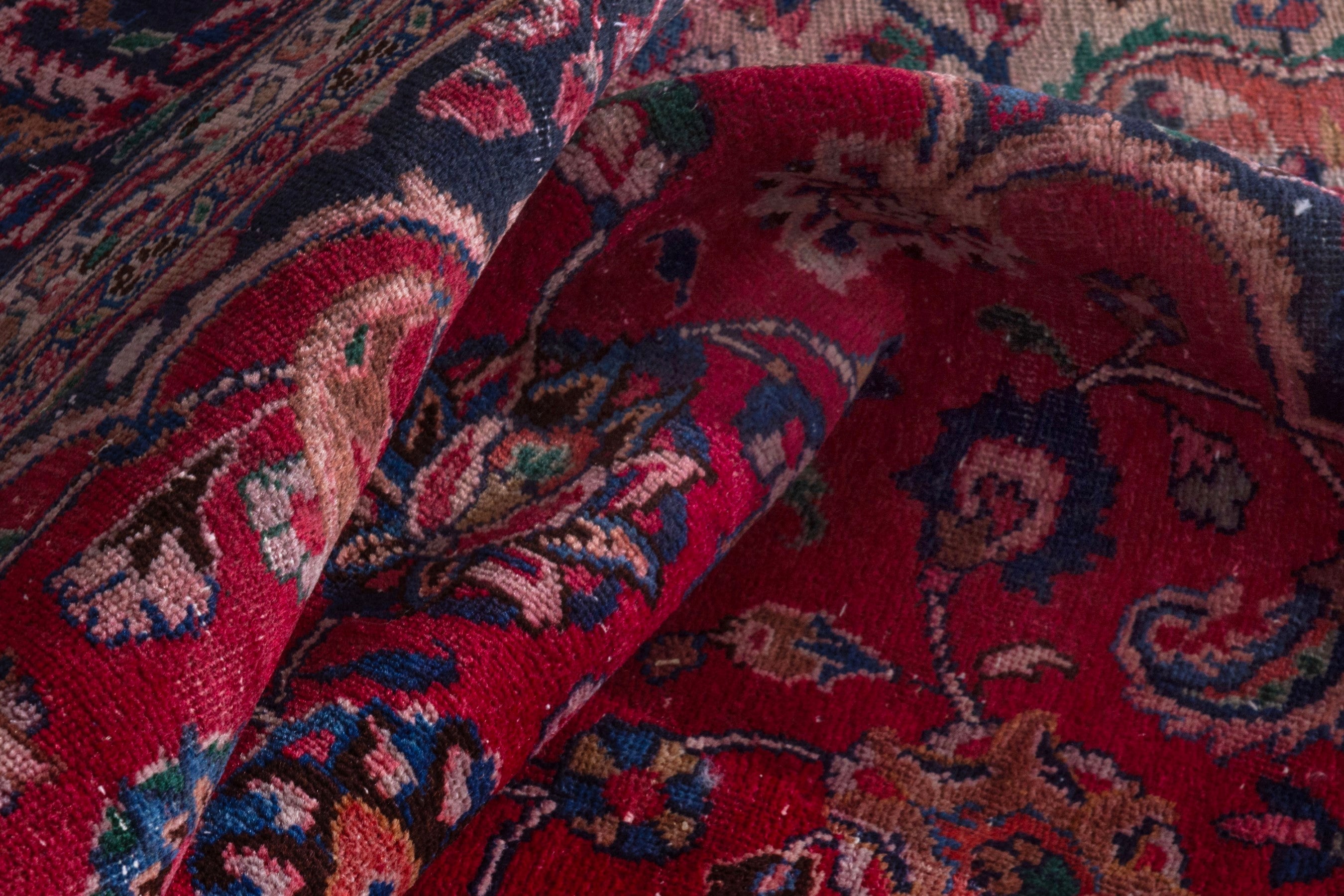 Persian Sabzevar oversized rug in deep red and burgundy, view 19 of 22