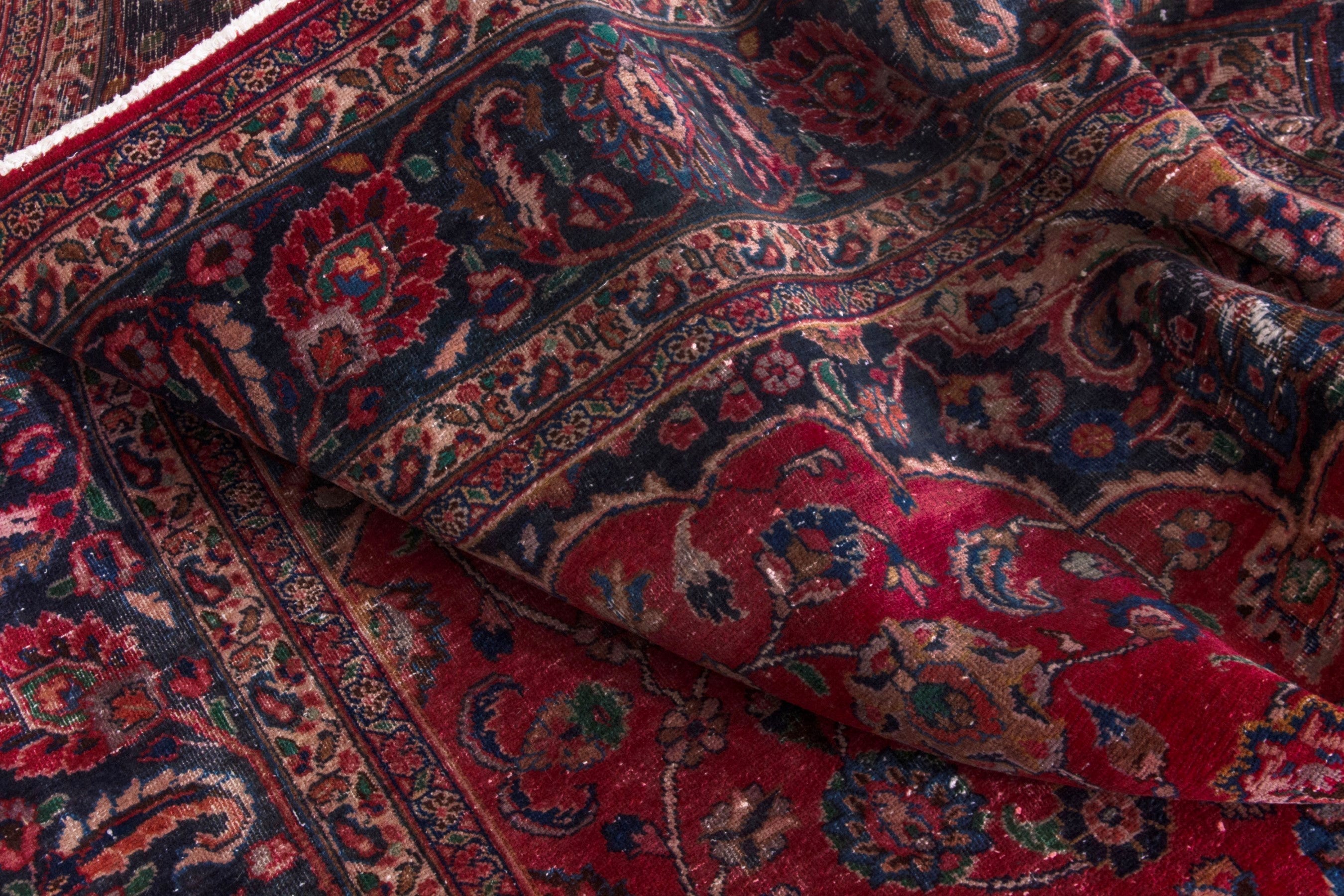 Persian Sabzevar oversized rug in deep red and burgundy, view 20 of 22