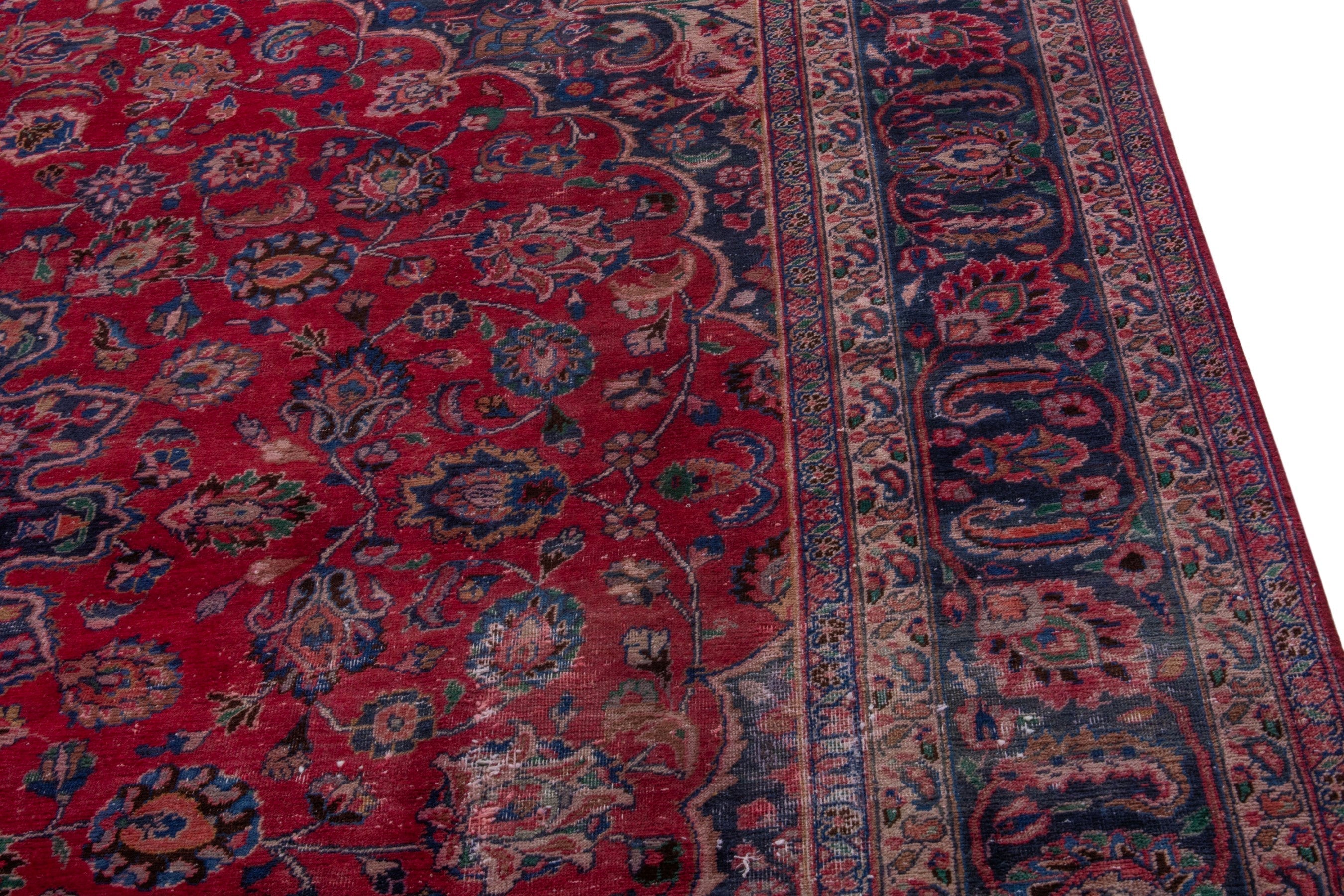 Persian Sabzevar oversized rug in deep red and burgundy, view 6 of 22
