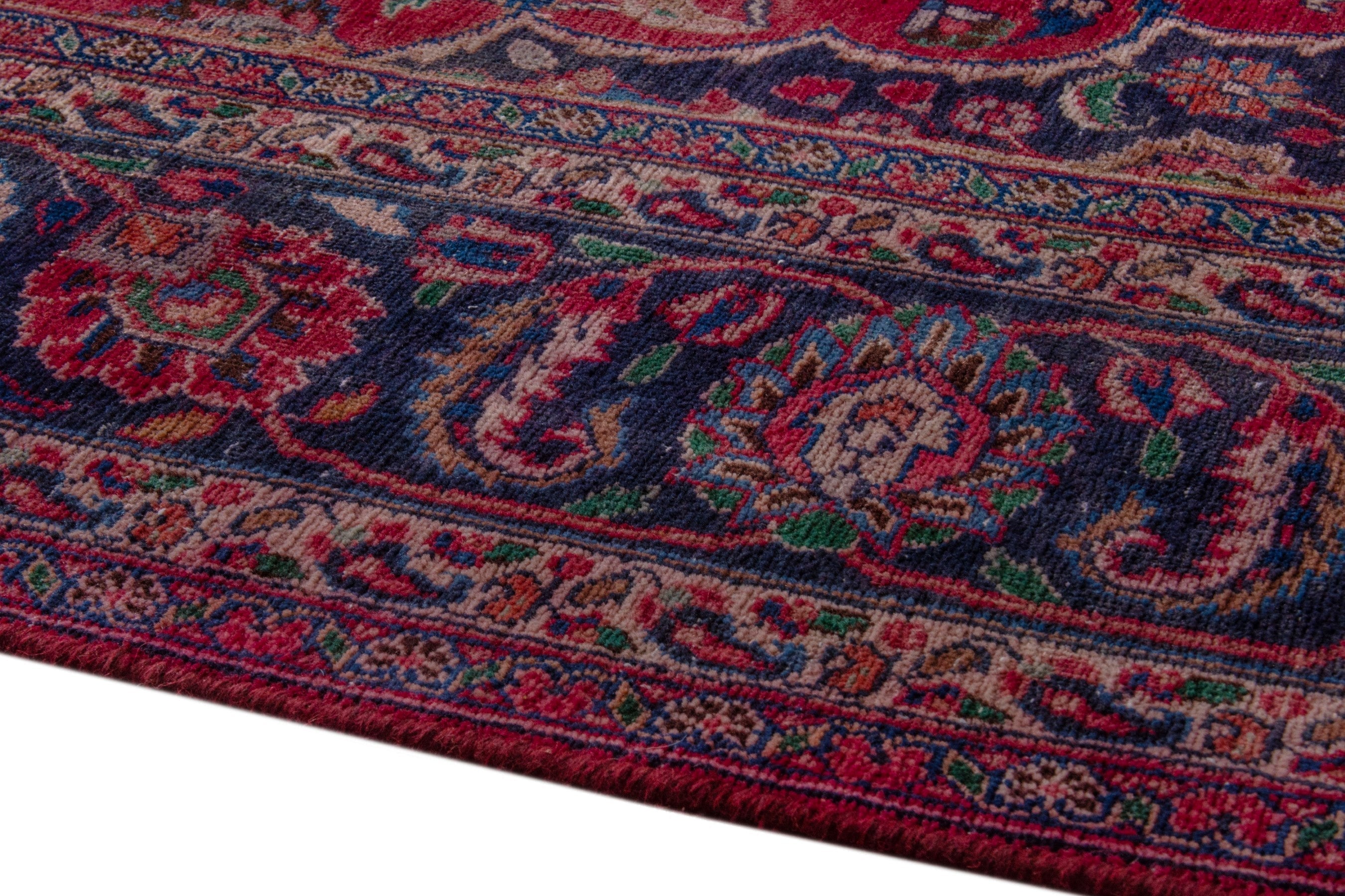 Persian Sabzevar oversized rug in deep red and burgundy, view 7 of 22