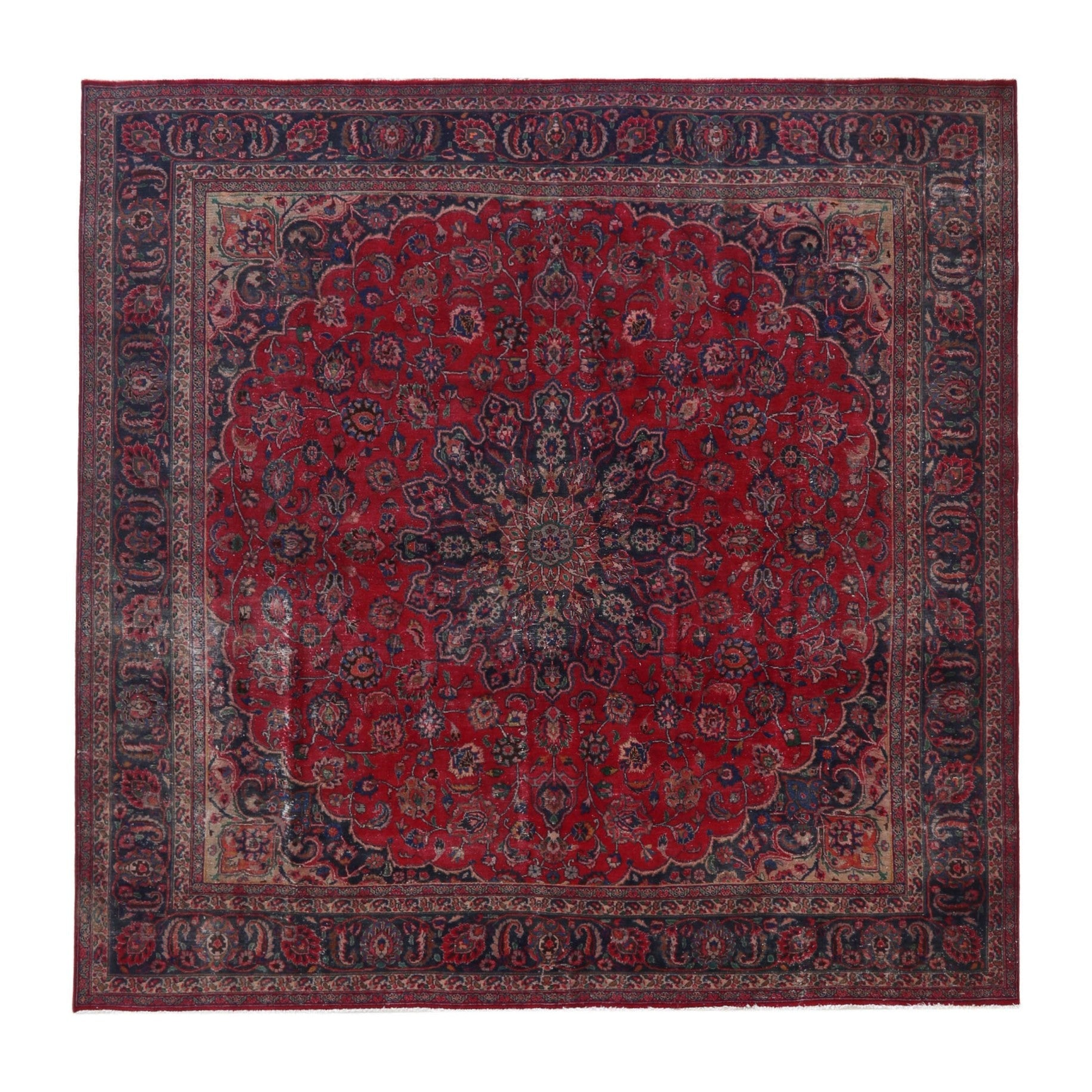 Persian Sabzevar oversized rug in deep red and burgundy, 9'8" x 9'8"