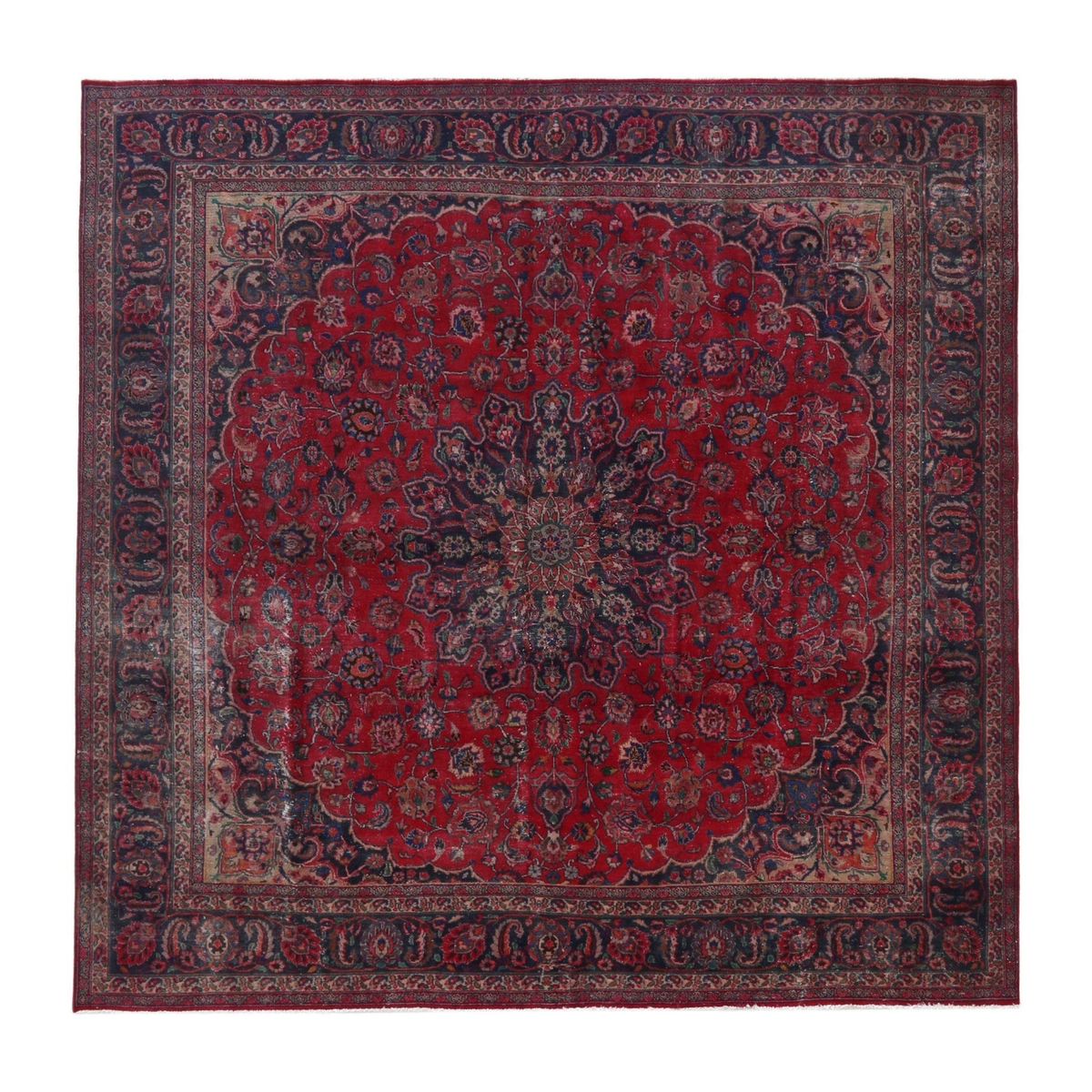 Persian Sabzevar oversized rug in deep red and burgundy, 9'8" x 9'8"
