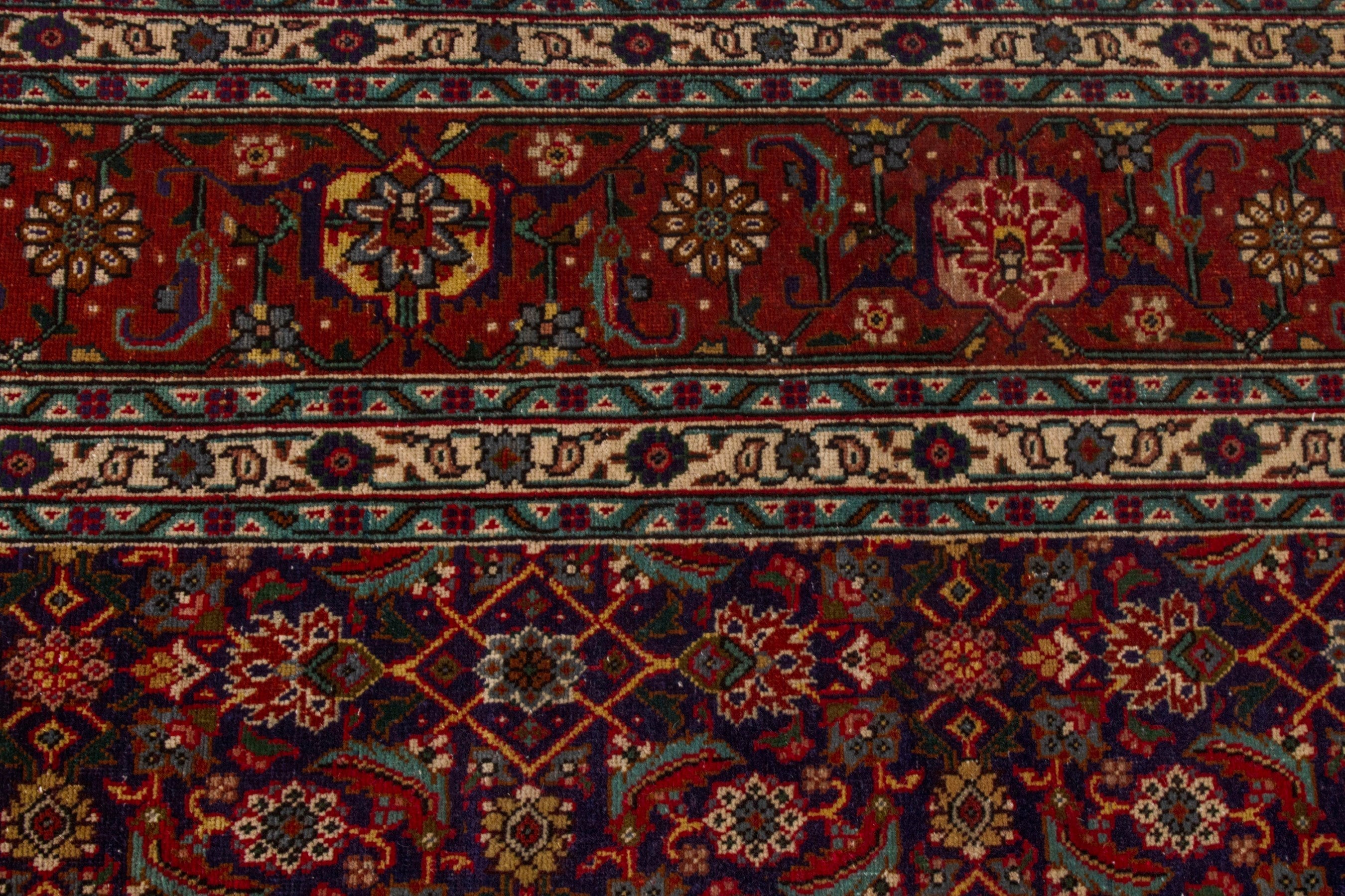 Persian Tabriz oversized rug in burgundy and rust, view 13 of 20