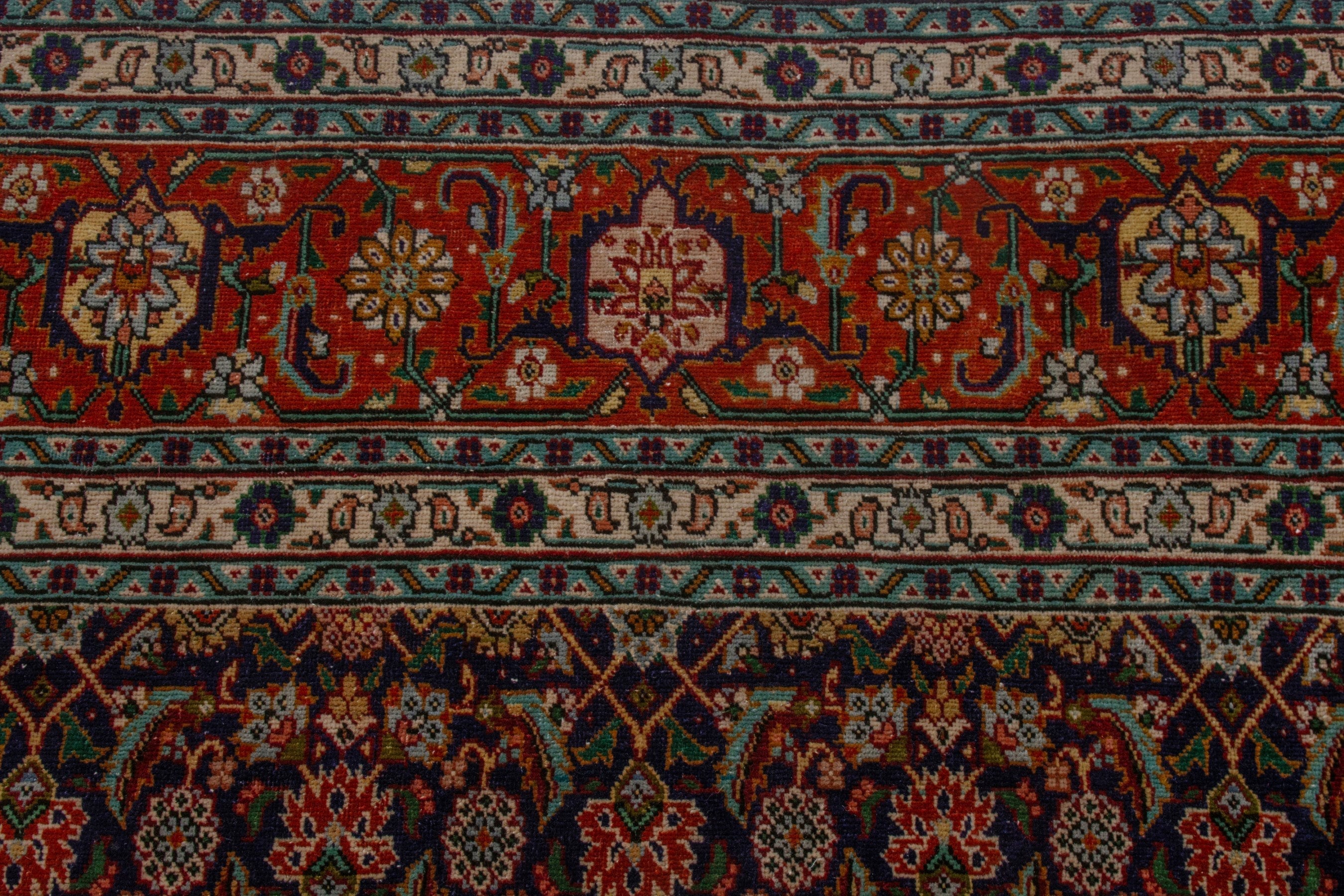 Persian Tabriz oversized rug in burgundy and rust, view 15 of 20