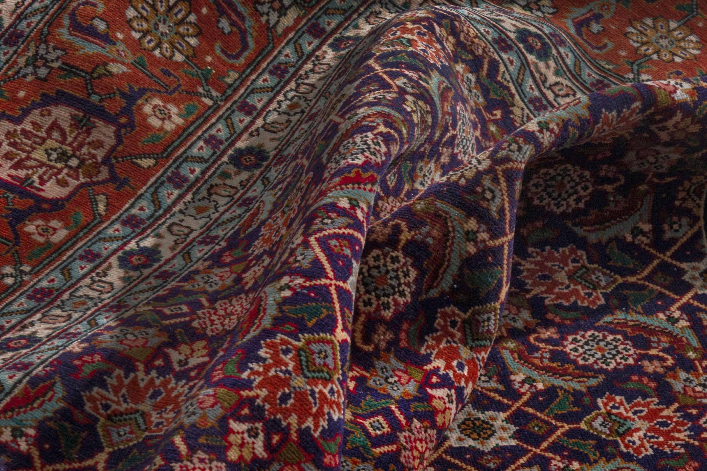 Persian Tabriz oversized rug in burgundy and rust, view 17 of 20