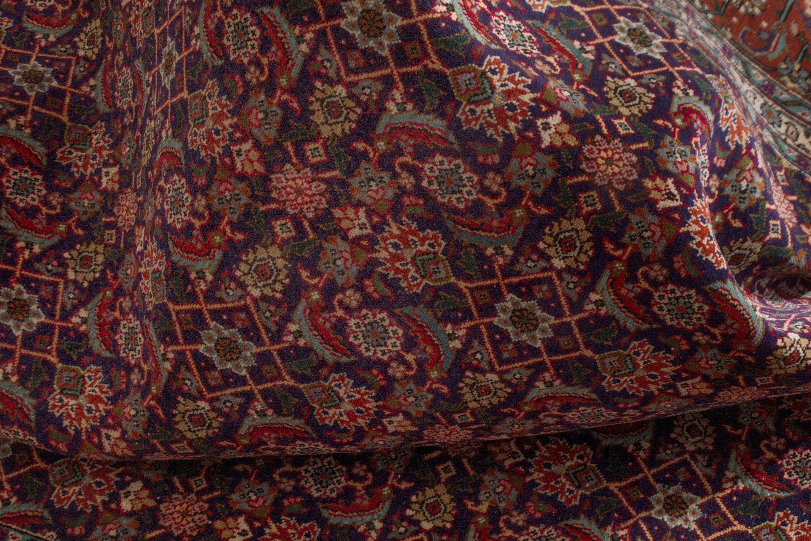 Persian Tabriz oversized rug in burgundy and rust, view 19 of 20