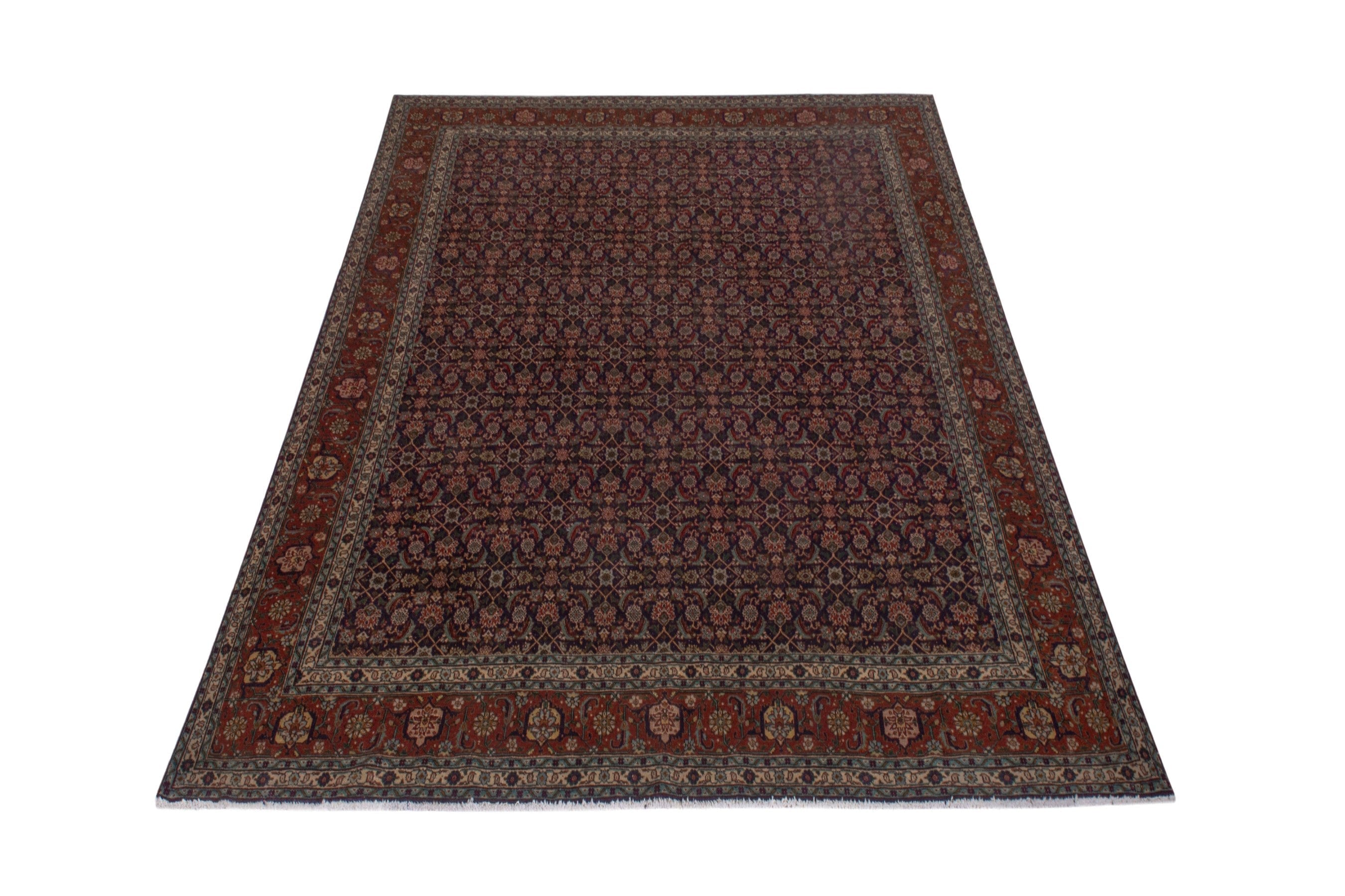 Persian Tabriz oversized rug in burgundy and rust, view 2 of 20