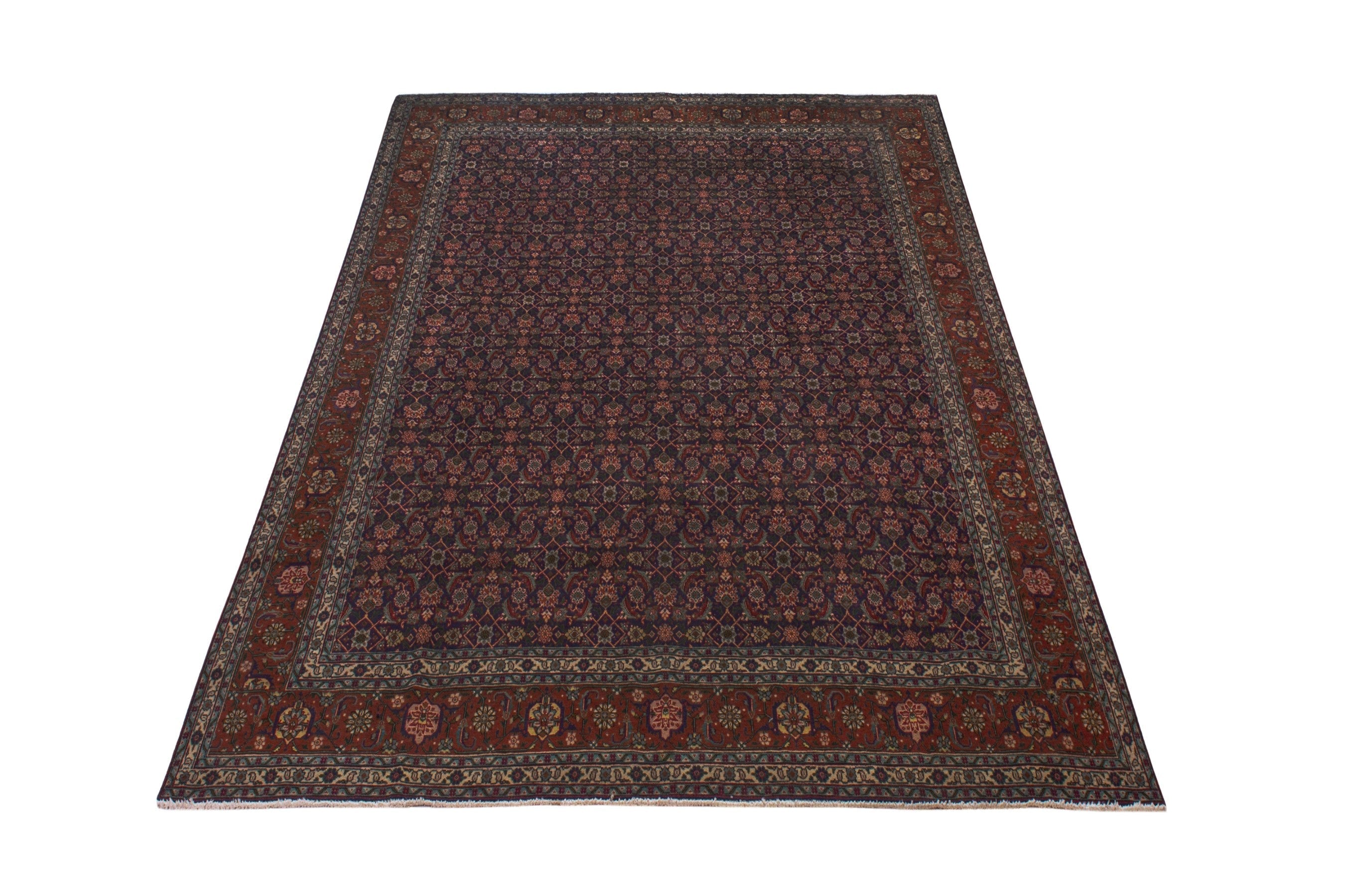 Persian Tabriz oversized rug in burgundy and rust, view 3 of 20
