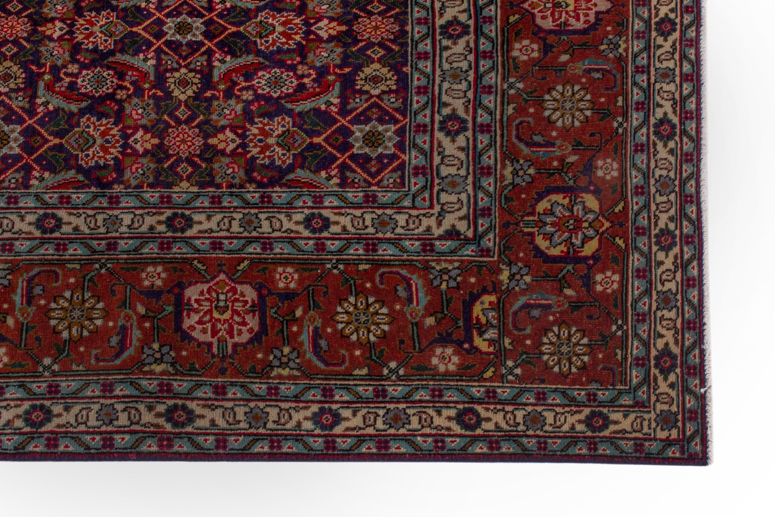 Persian Tabriz oversized rug in burgundy and rust, view 10 of 20