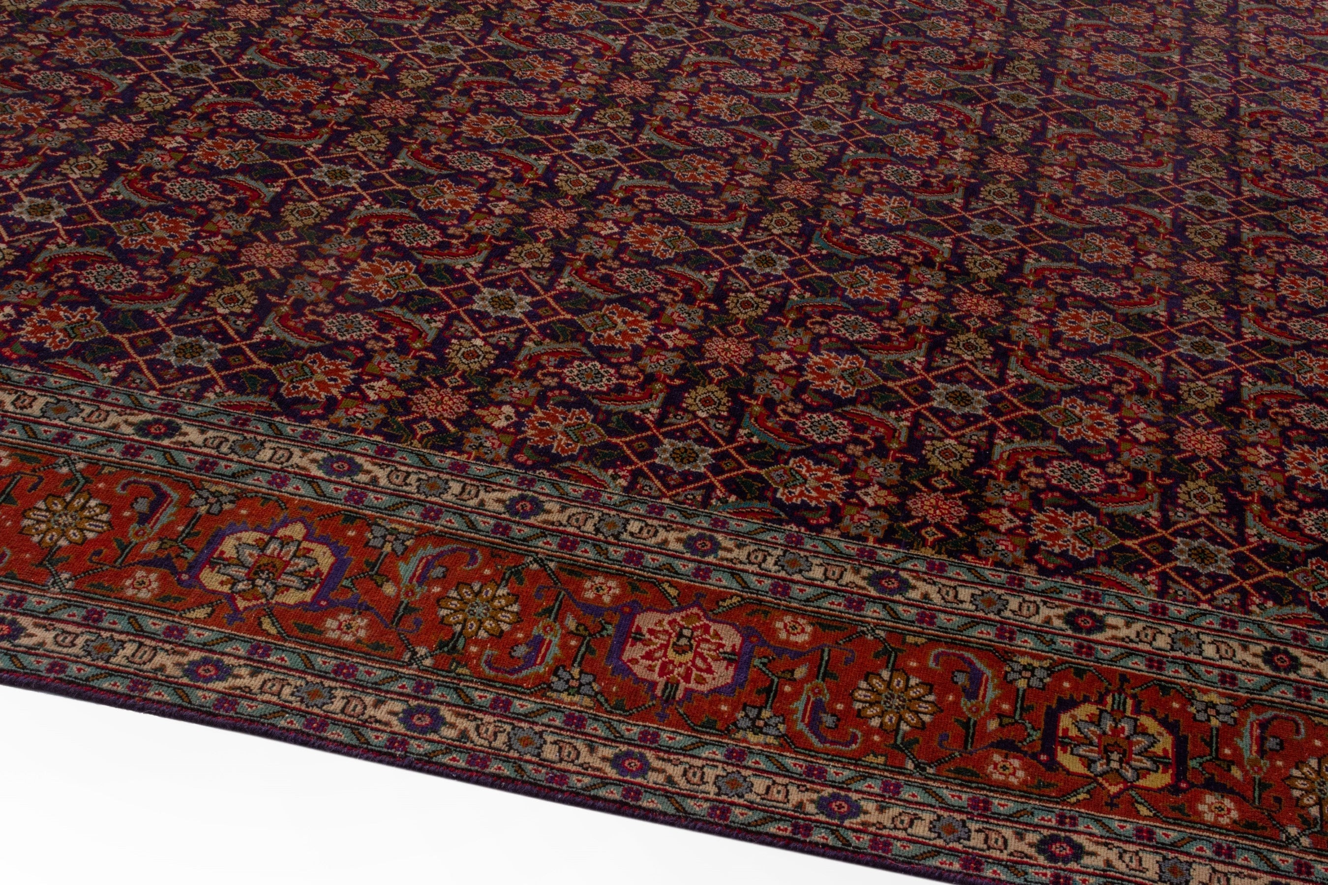 Persian Tabriz oversized rug in burgundy and rust, view 7 of 20