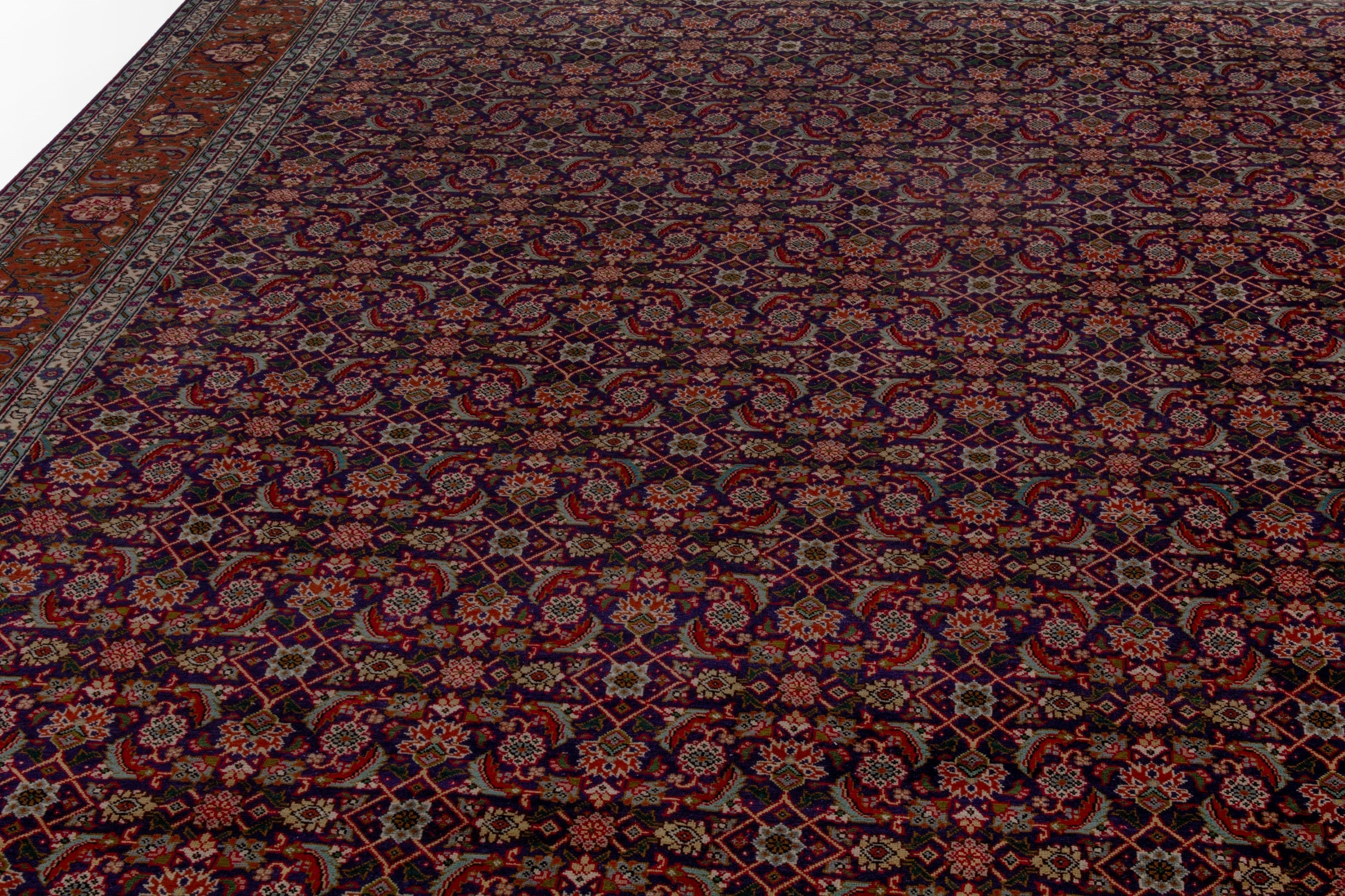 Persian Tabriz oversized rug in burgundy and rust, view 8 of 20