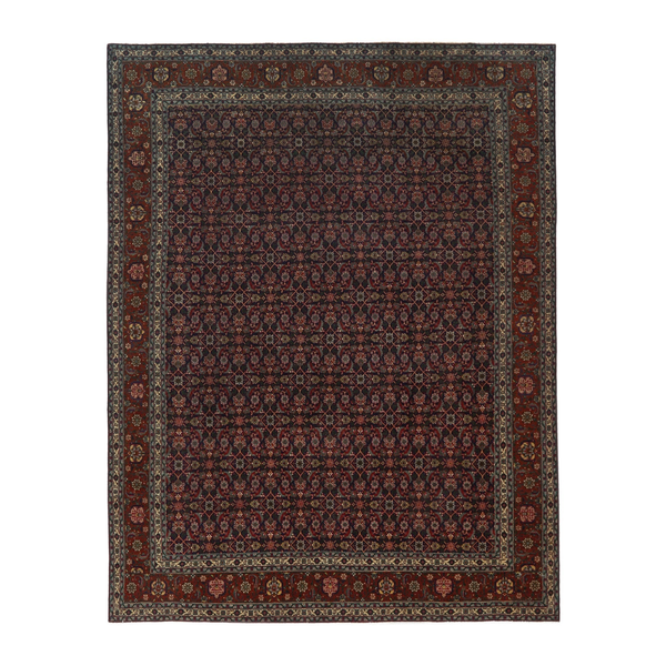 Persian Tabriz oversized rug in burgundy and rust, 9'4" x 12'10"
