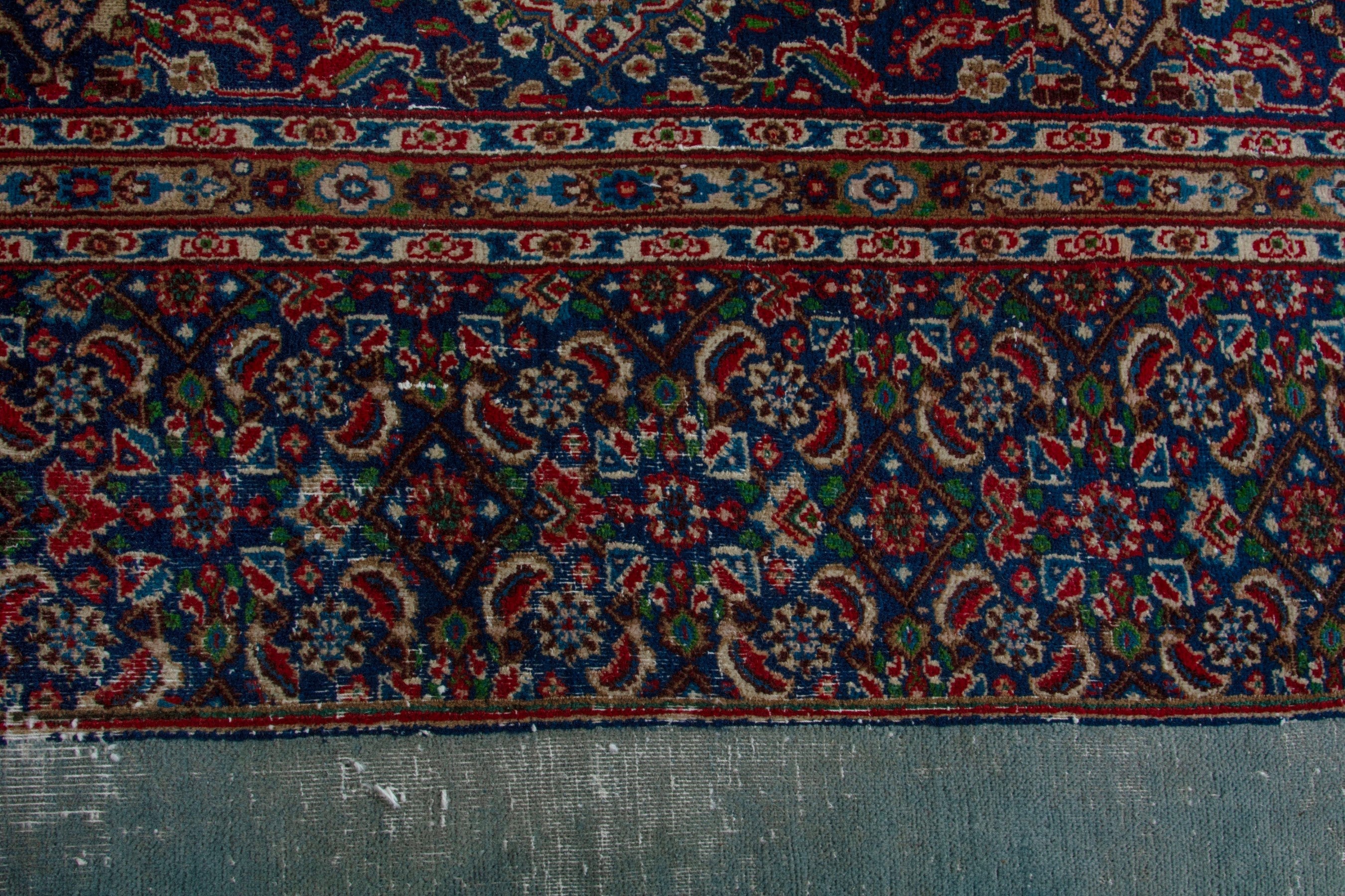 Persian Birjand oversized rug in burgundy and slate blue, view 12 of 19