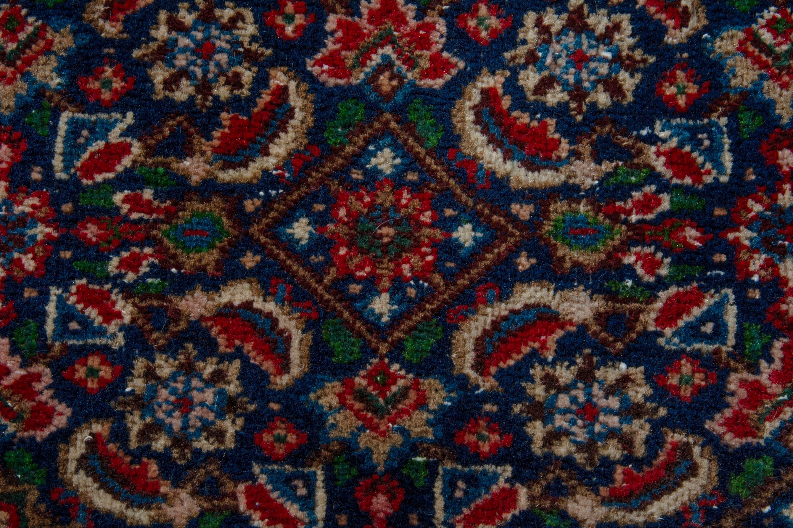Persian Birjand oversized rug in burgundy and slate blue, view 14 of 19