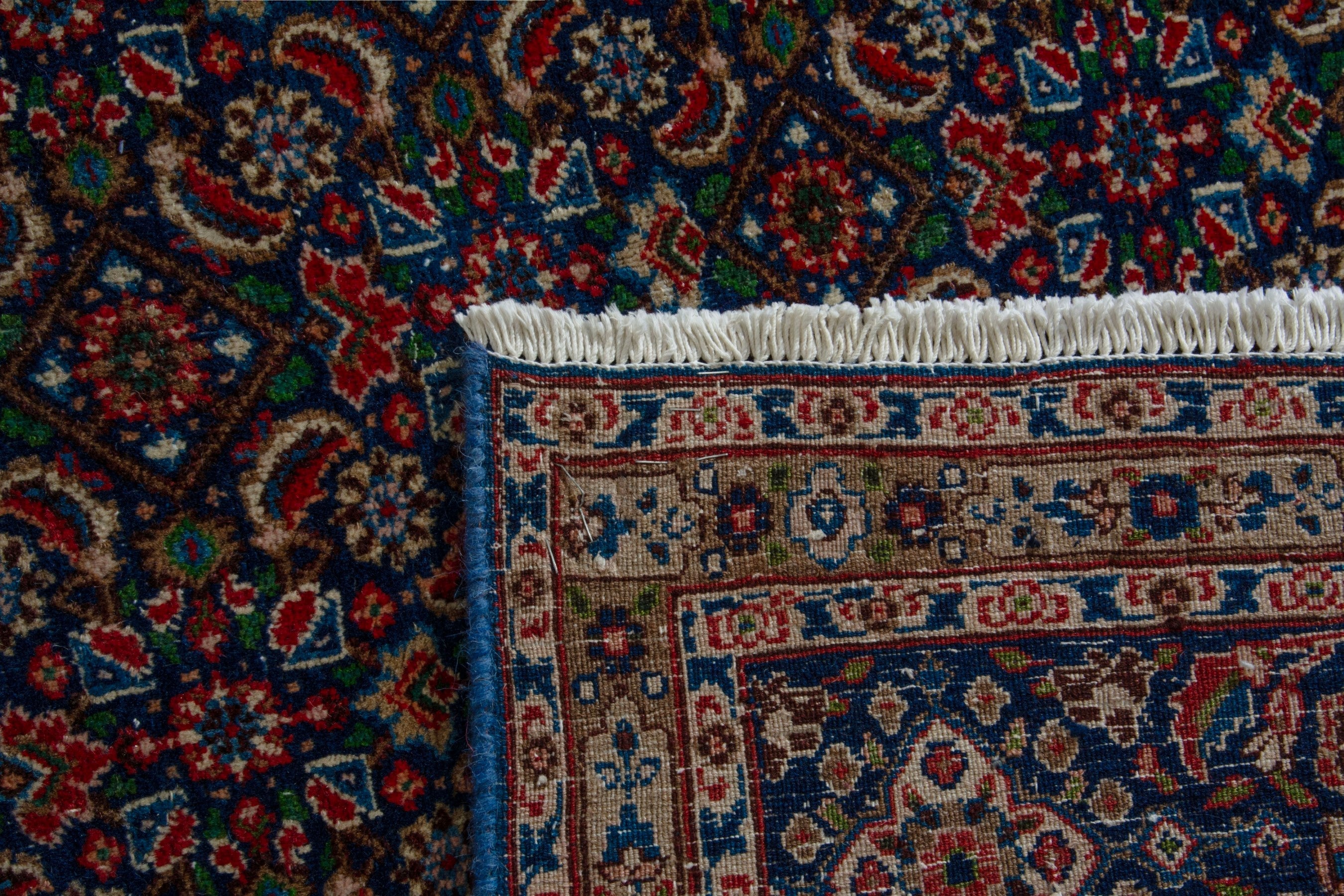 Persian Birjand oversized rug in burgundy and slate blue, view 19 of 19