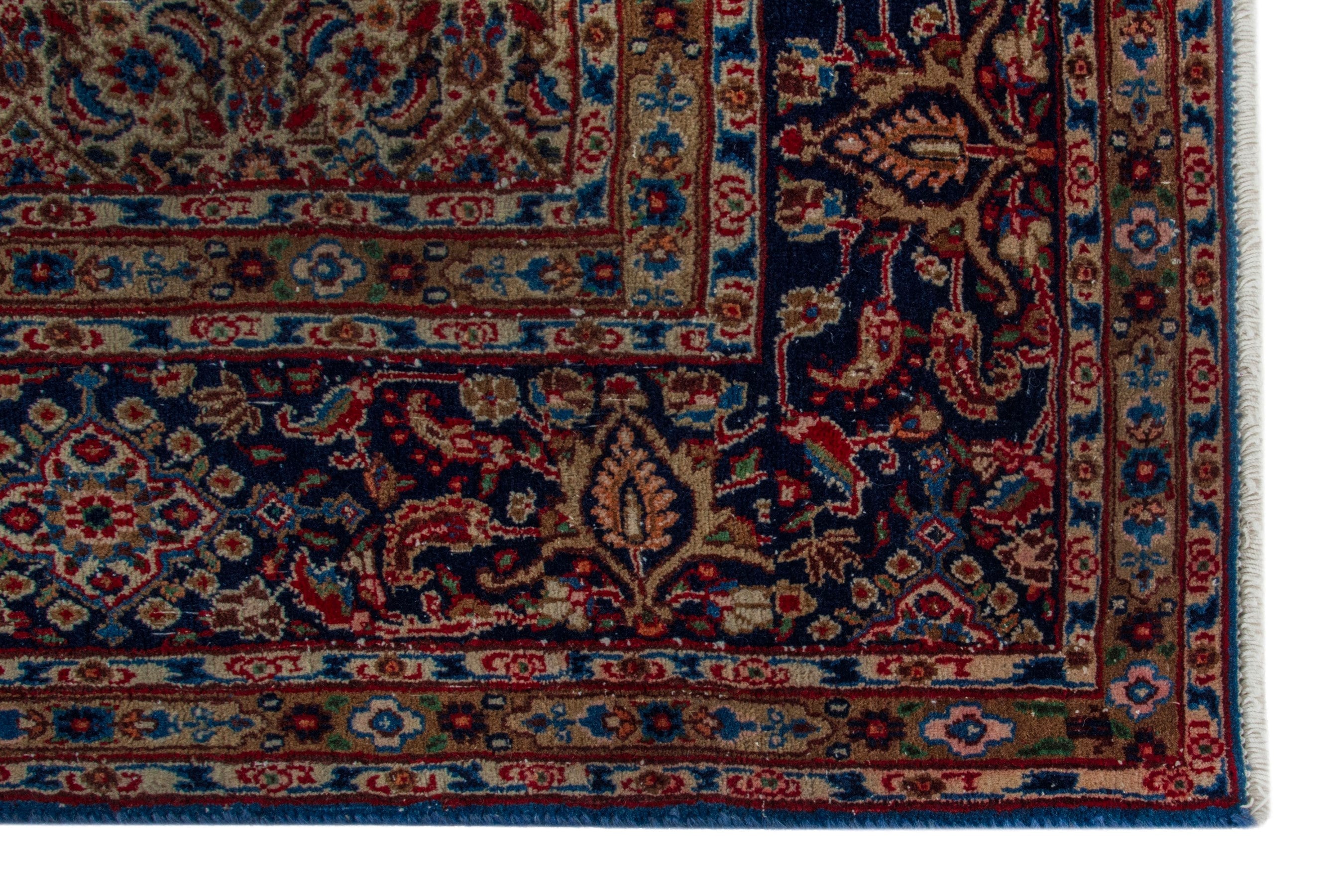 Persian Birjand oversized rug in burgundy and slate blue, view 9 of 19