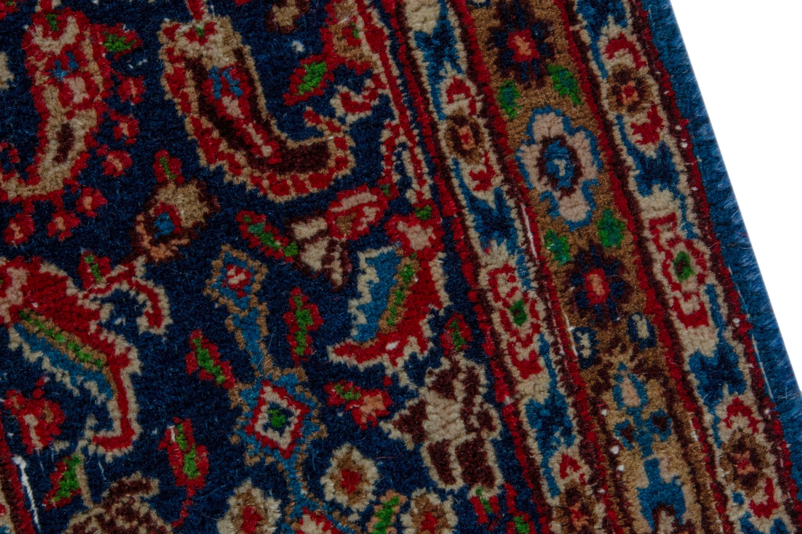 Persian Birjand oversized rug in burgundy and slate blue, view 10 of 19