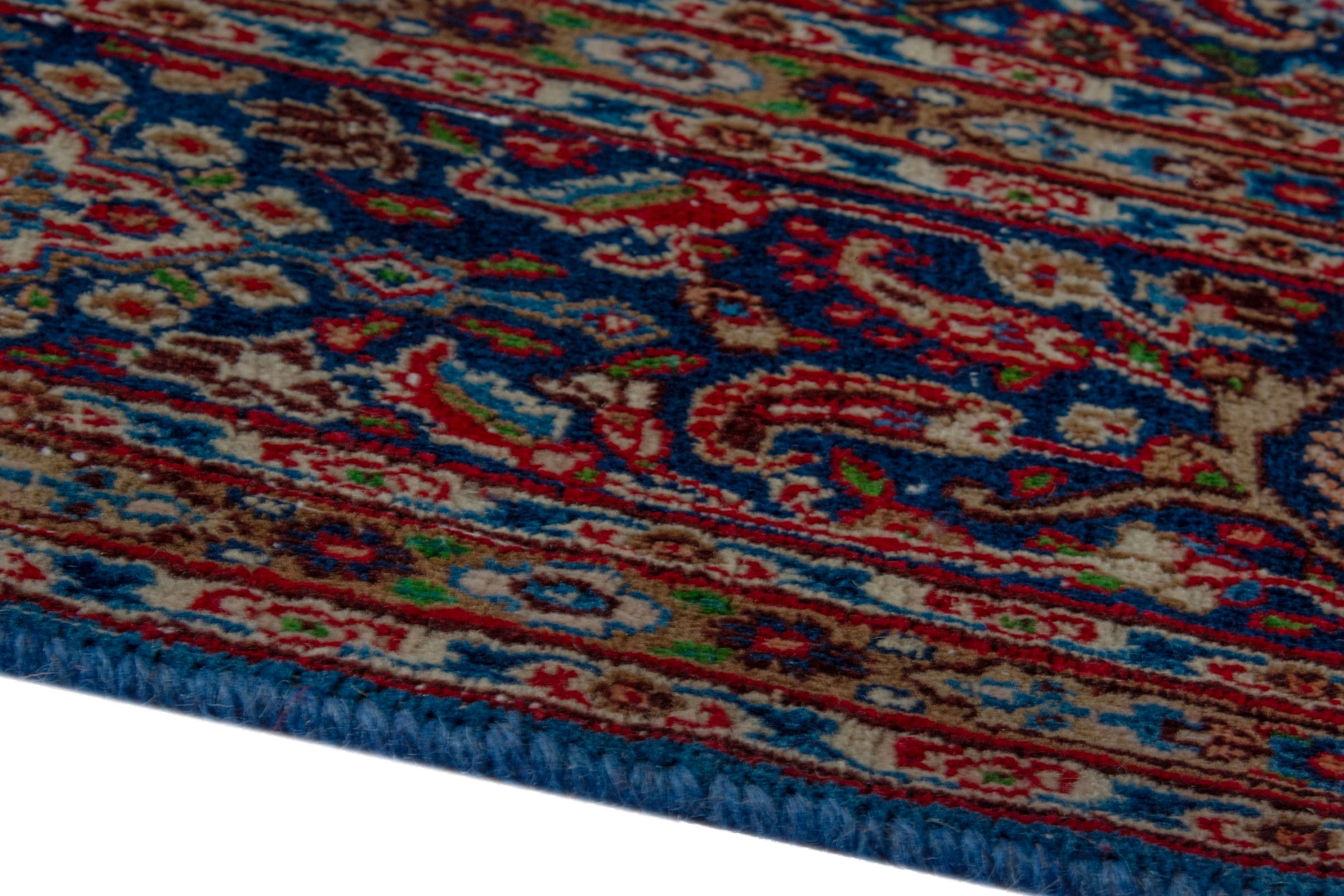 Persian Birjand oversized rug in burgundy and slate blue, view 8 of 19