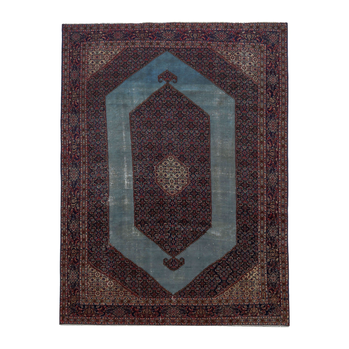 Persian Birjand oversized rug in burgundy and slate blue, 8'8" x 11'6"