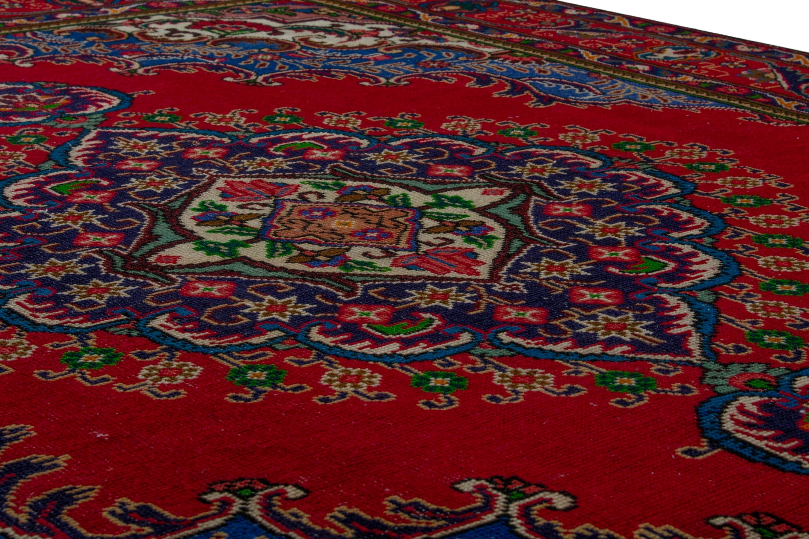 Persian Tabriz area rug in deep red and burgundy, view 9 of 20