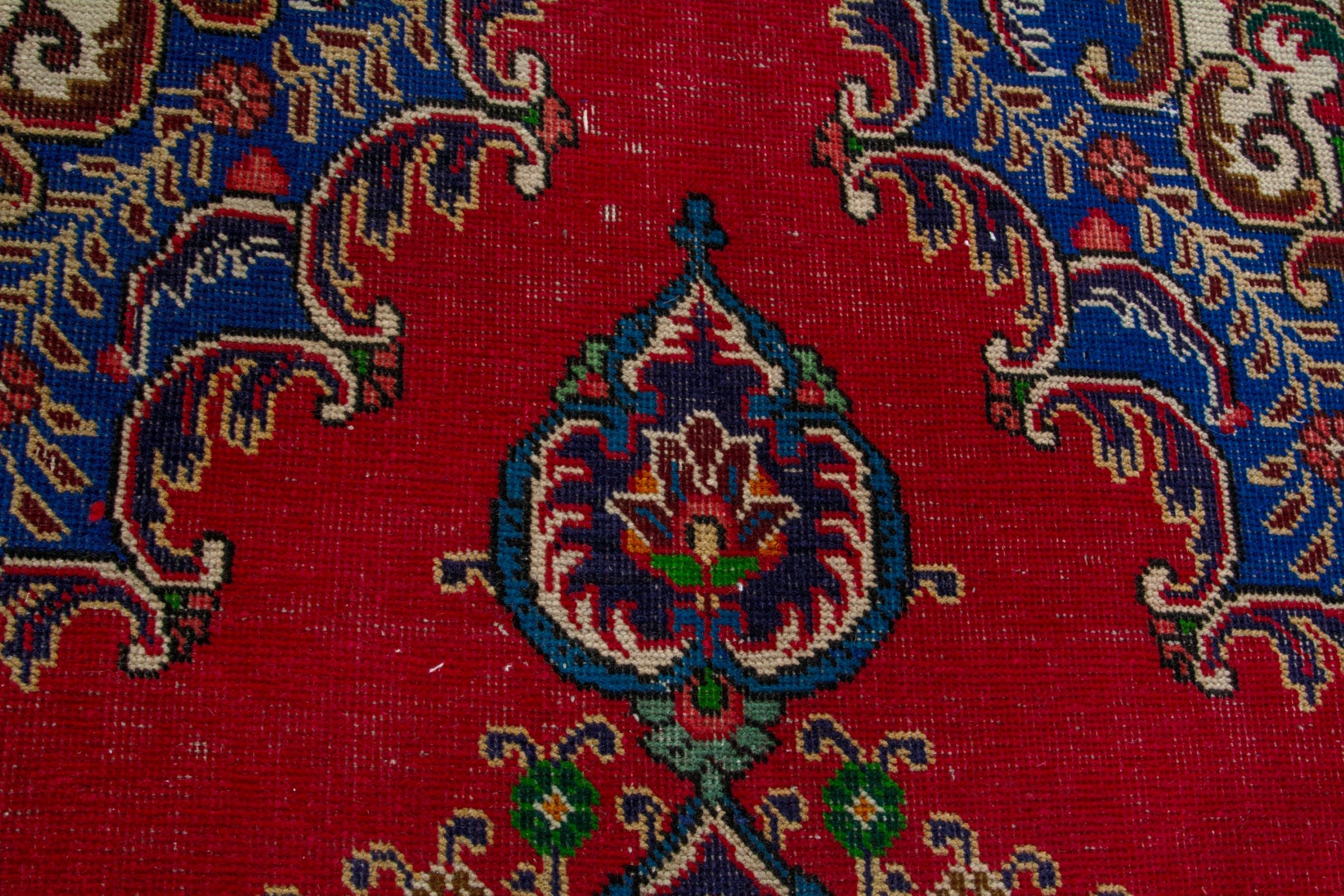 Persian Tabriz area rug in deep red and burgundy, view 12 of 20