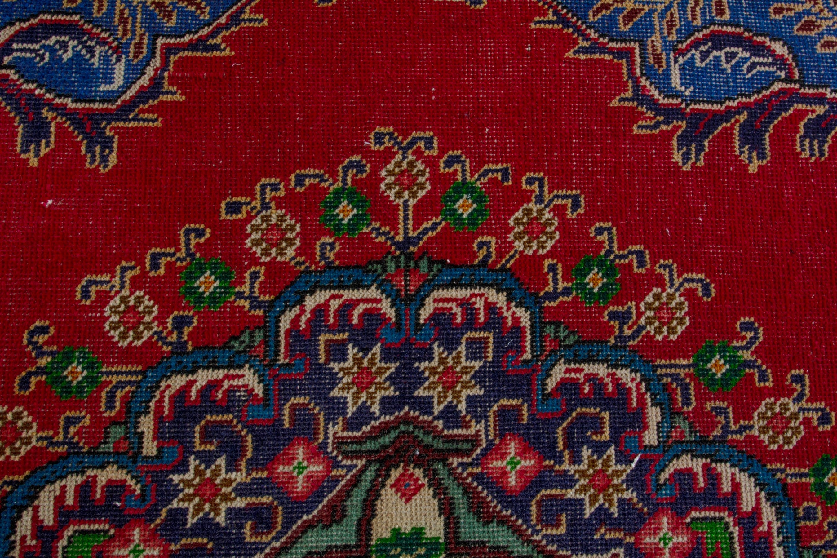 Persian Tabriz area rug in deep red and burgundy, view 13 of 20