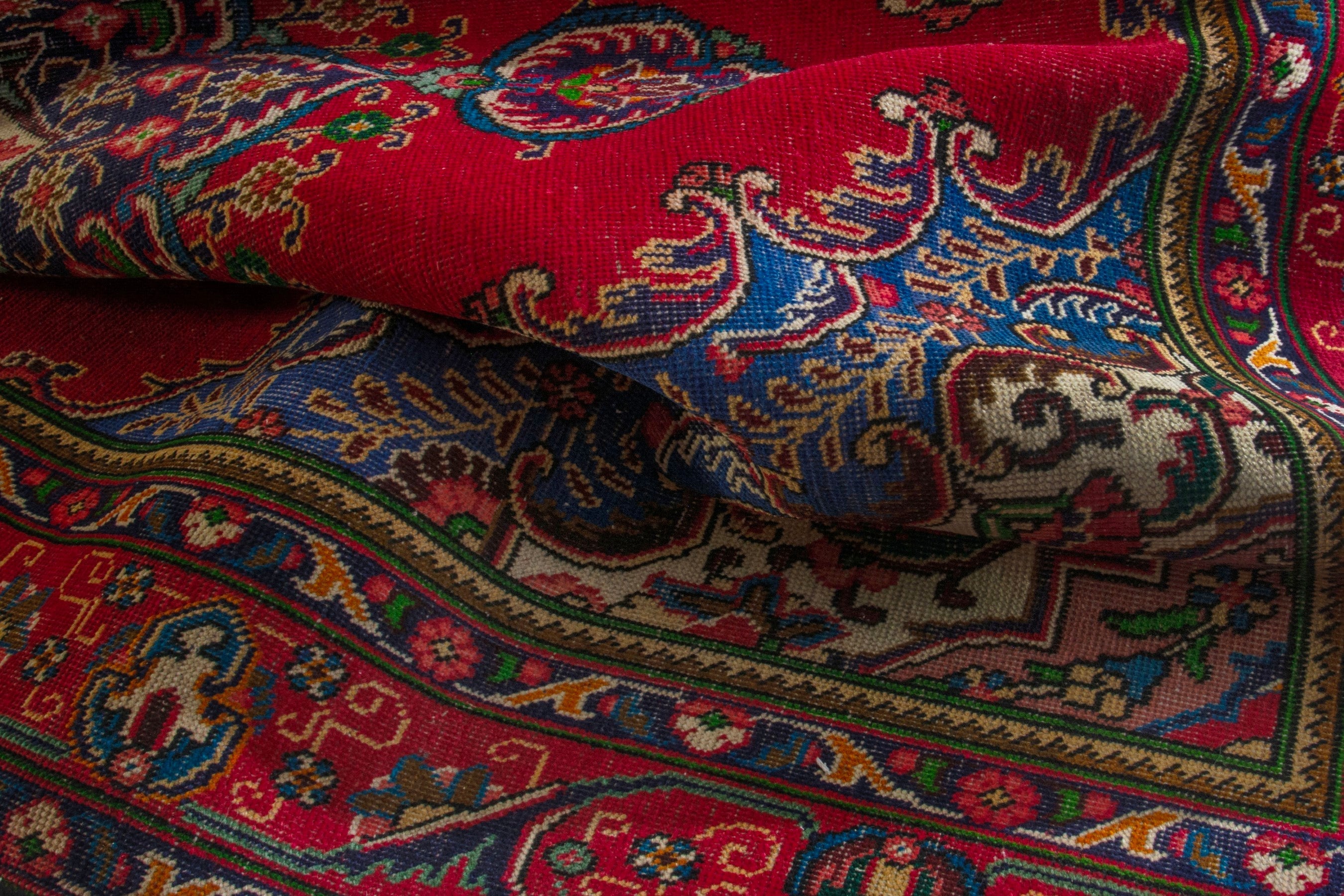 Persian Tabriz area rug in deep red and burgundy, view 14 of 20