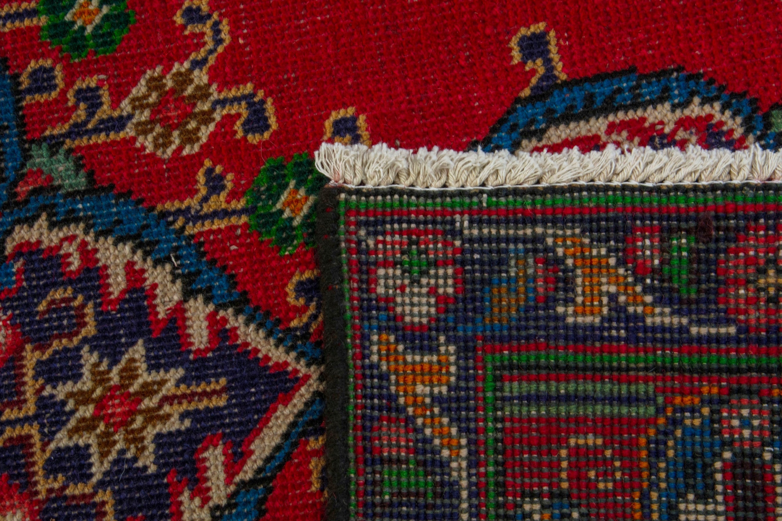 Persian Tabriz area rug in deep red and burgundy, view 20 of 20
