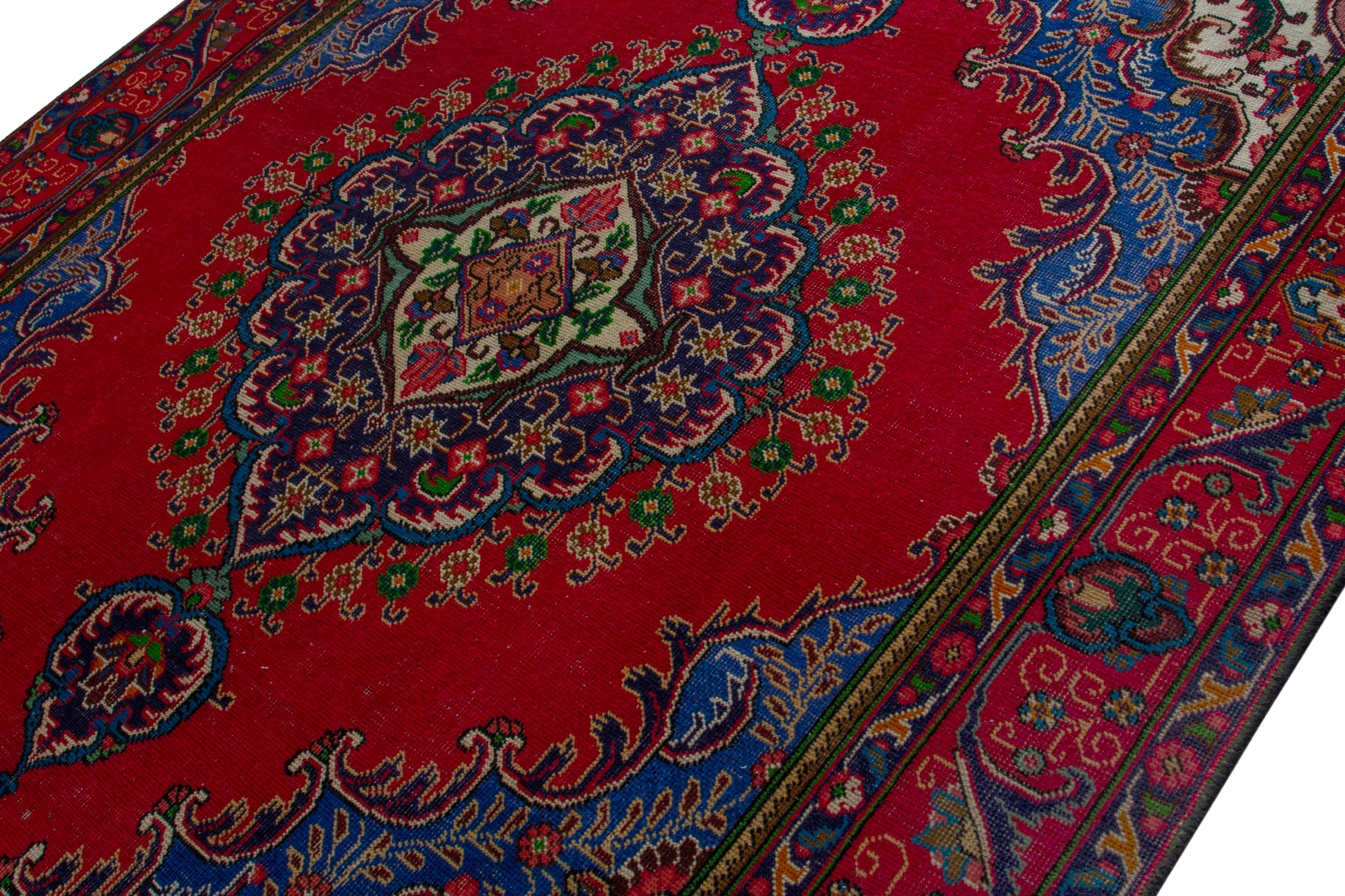 Persian Tabriz area rug in deep red and burgundy, view 4 of 20